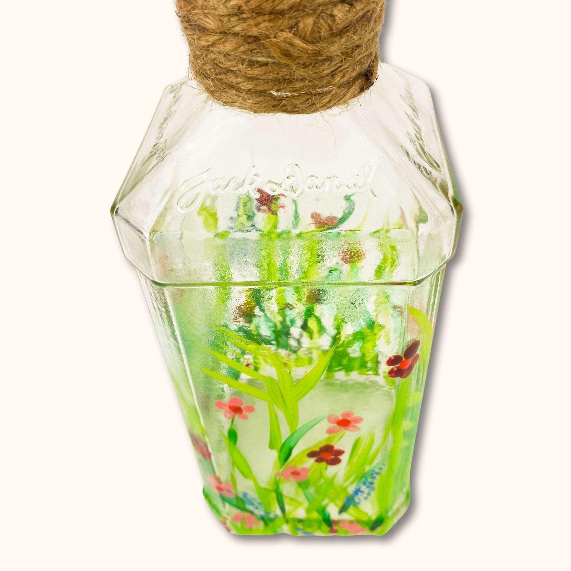 Floral Hand Painted Glass Bottles - Large - - Decoration