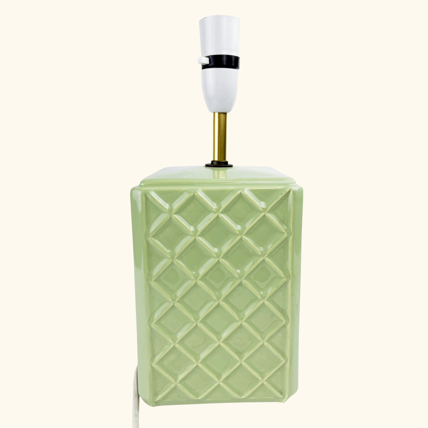 Vintage Green Geometric Ceramic Table Lamp Base Sunshine Thrift