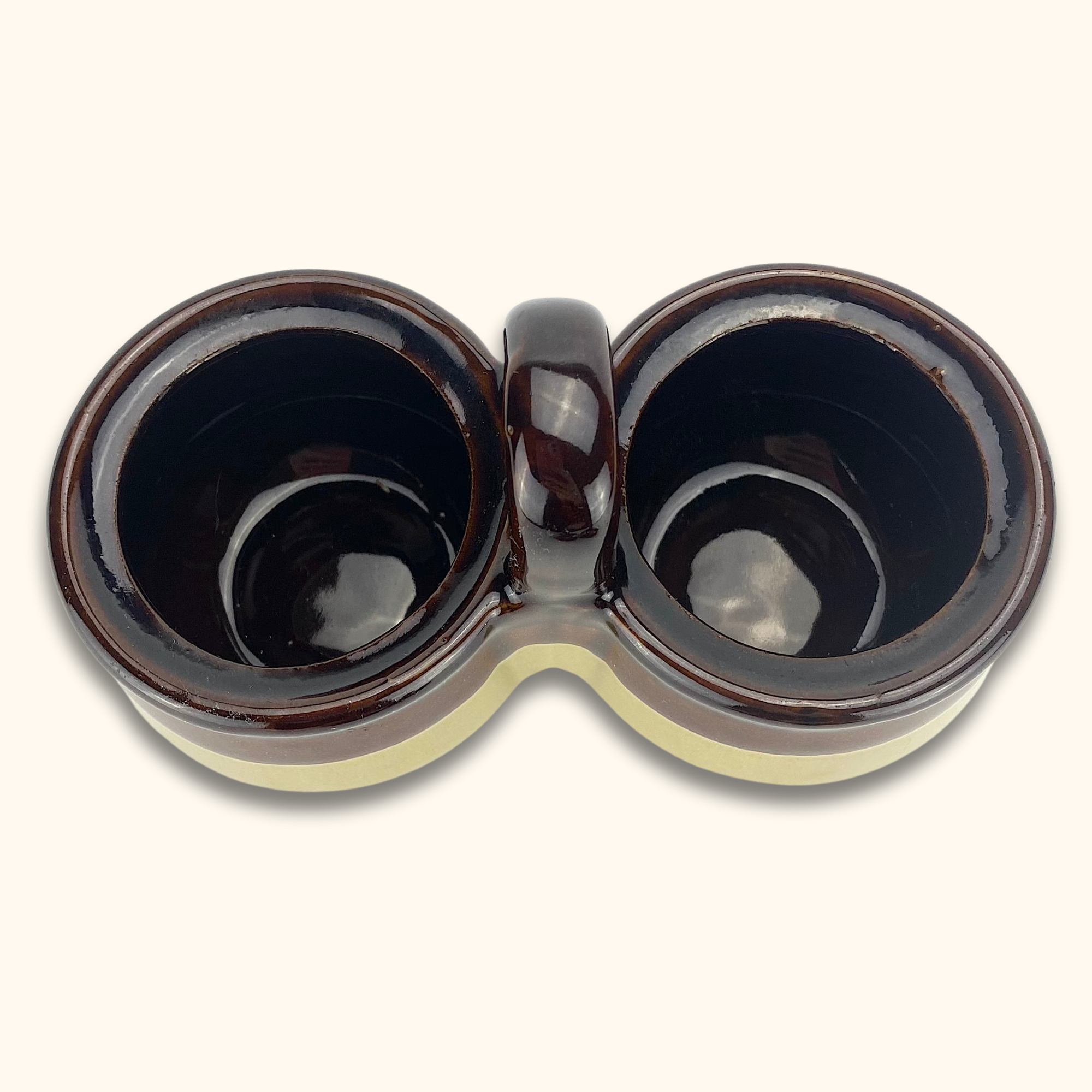 Vintage Stoneware Two-Tone Condiment Caddy with Lids -  - Kitchenware