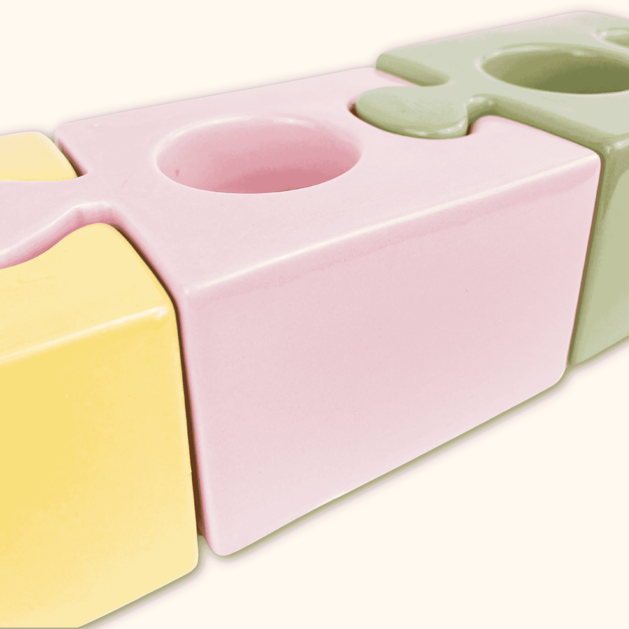 Jigsaw Puzzle Novelty Candle Holder - Set of 3 Sunshine Thrift