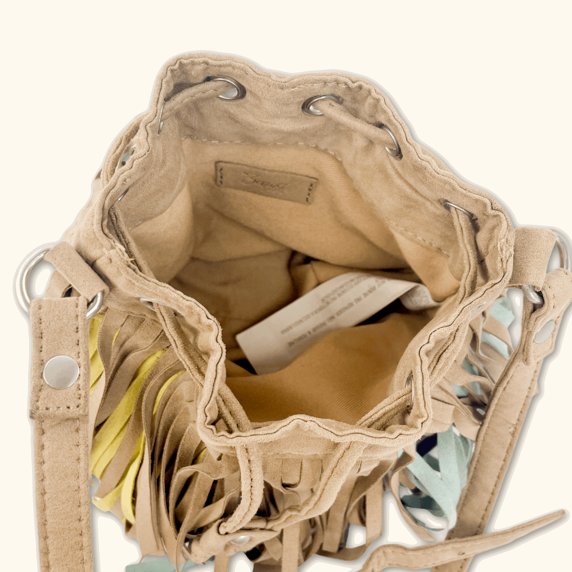 Zara Colourful Suede Fringe Bucket Bag - - Bags