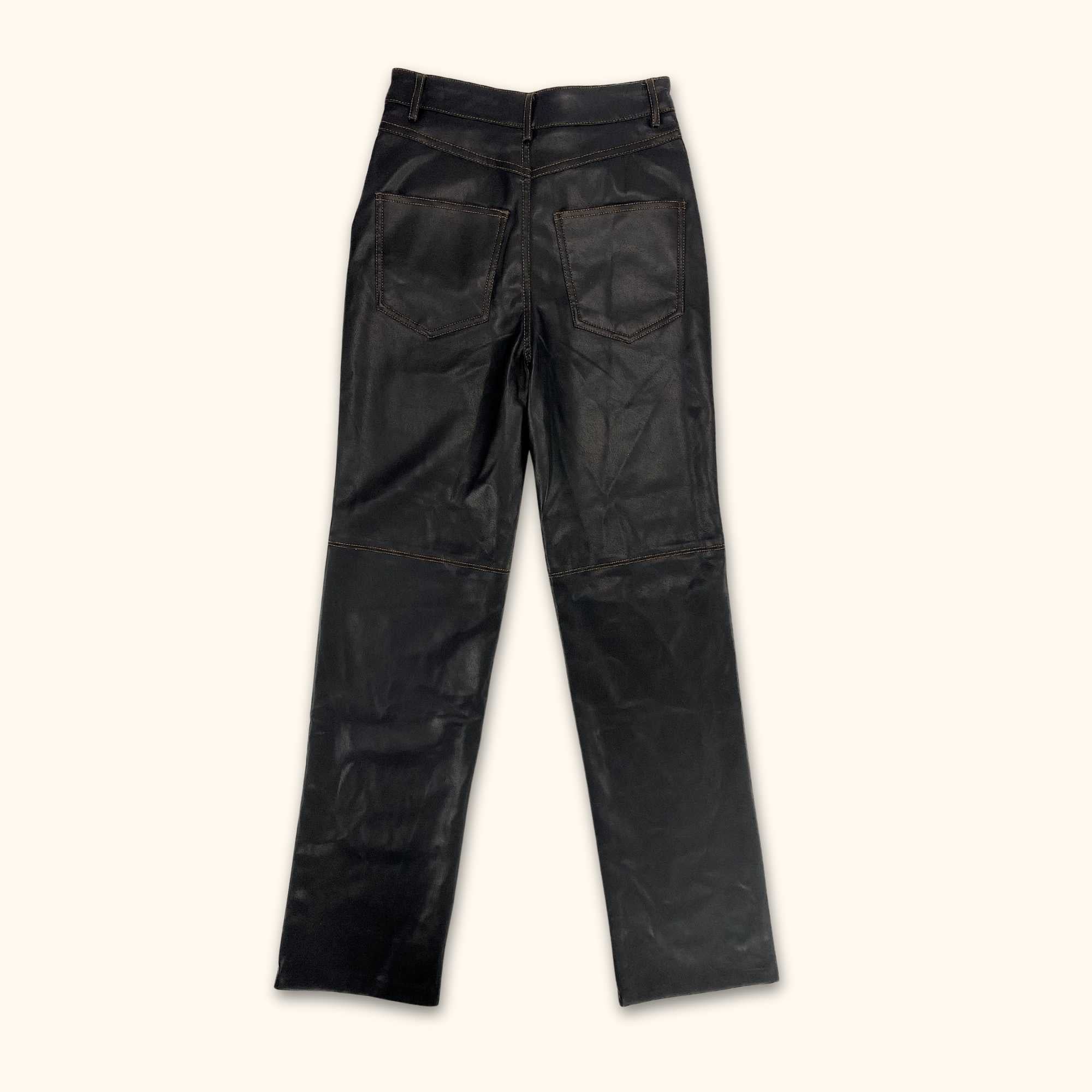 Pull & Bear Black Faux Leather Straight Leg Trousers - Size Small - - Jeans & Trousers