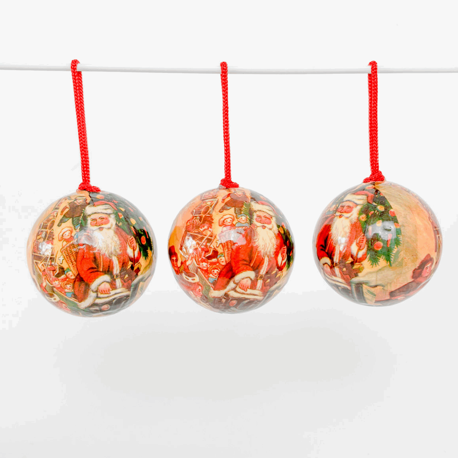 Vintage Paper Mache Victorian Style Christmas Baubles Set of 8 Sunshine Thrift