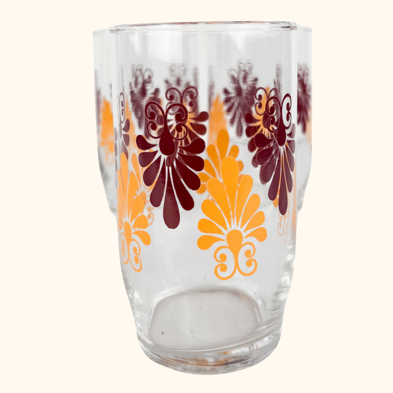 Vintage 1970s Retro Floral Tumbler Glasses Set of 3 Sunshine Thrift