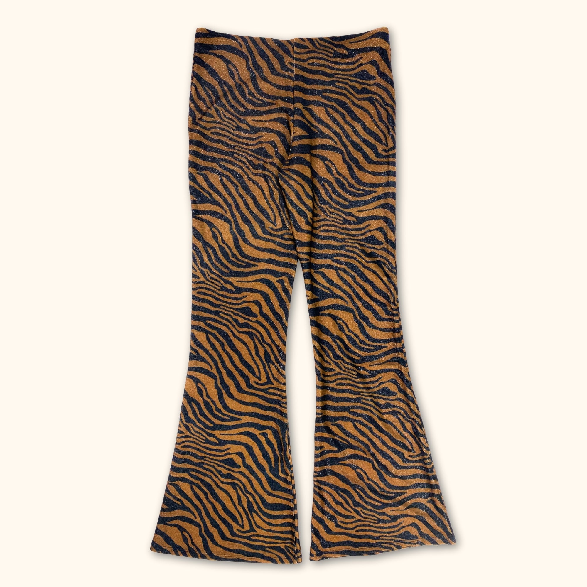 River Island Brown Zebra Print Flared Trousers - Size 10 -  - Jeans & Trousers