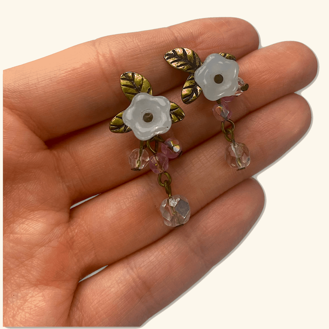 Floral Leaf Bead Earrings -  - Jewellery