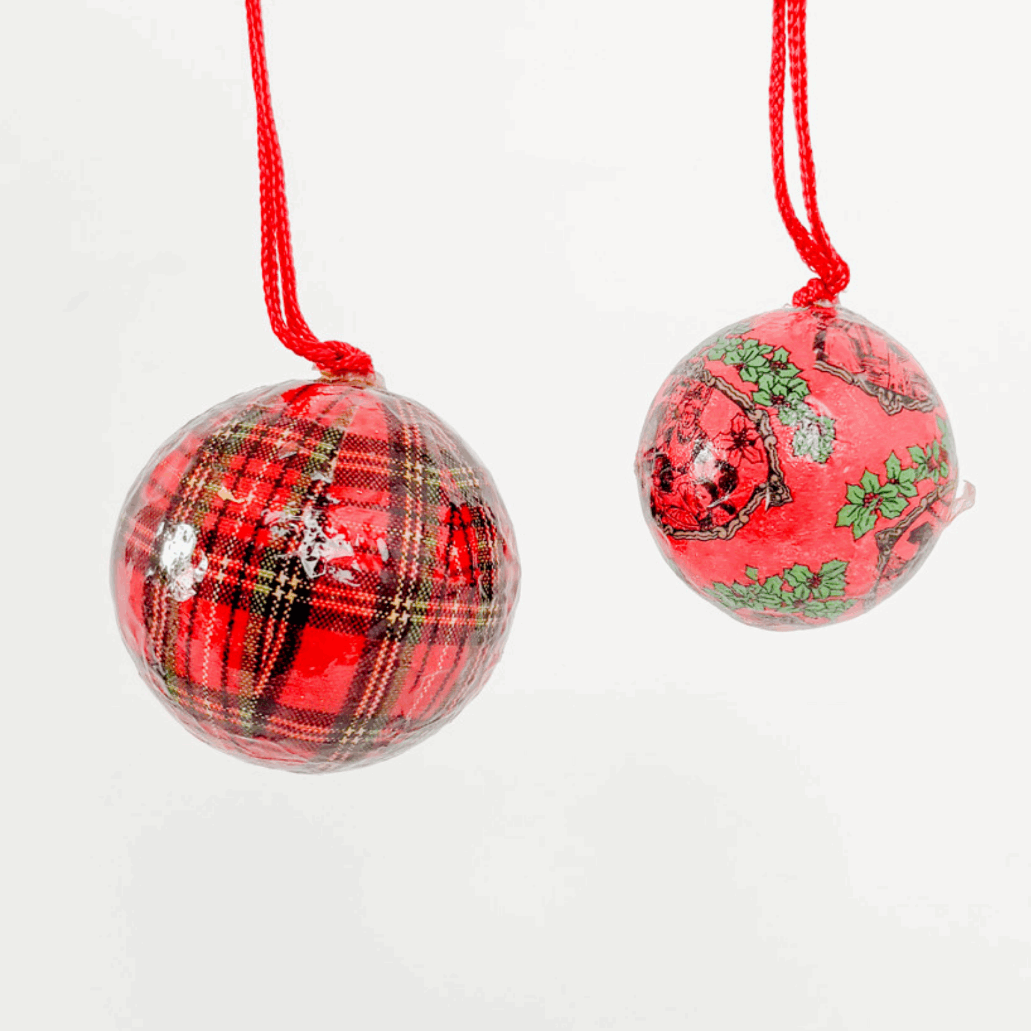 Vintage Paper Mache Victorian Style Christmas Baubles Set of 8 Sunshine Thrift