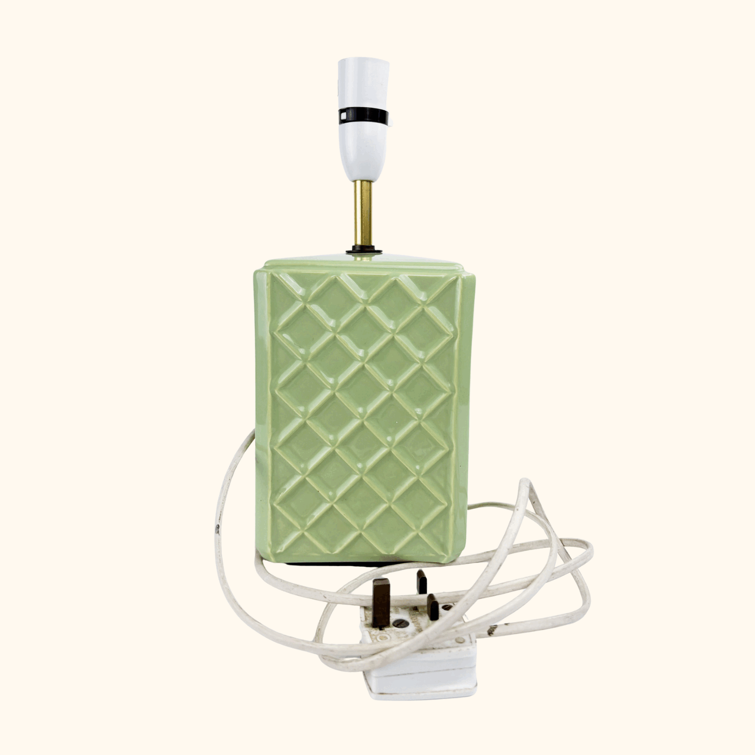 Vintage Green Geometric Ceramic Table Lamp Base Sunshine Thrift