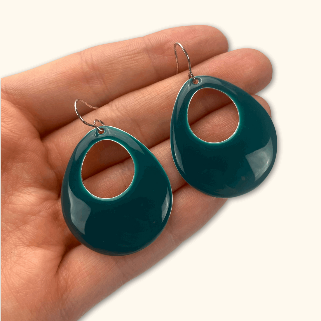 Teal Oval Hoop Teardrop Earrings -  - Jewellery