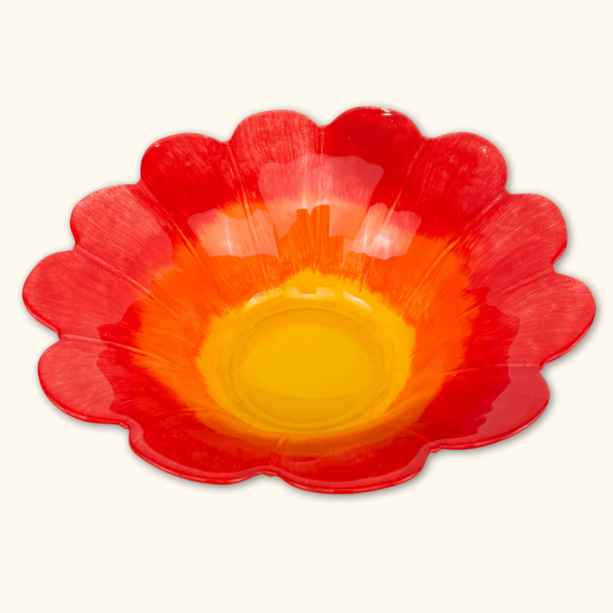 Large Red Flower Fruit Bowl - - Kitchenware