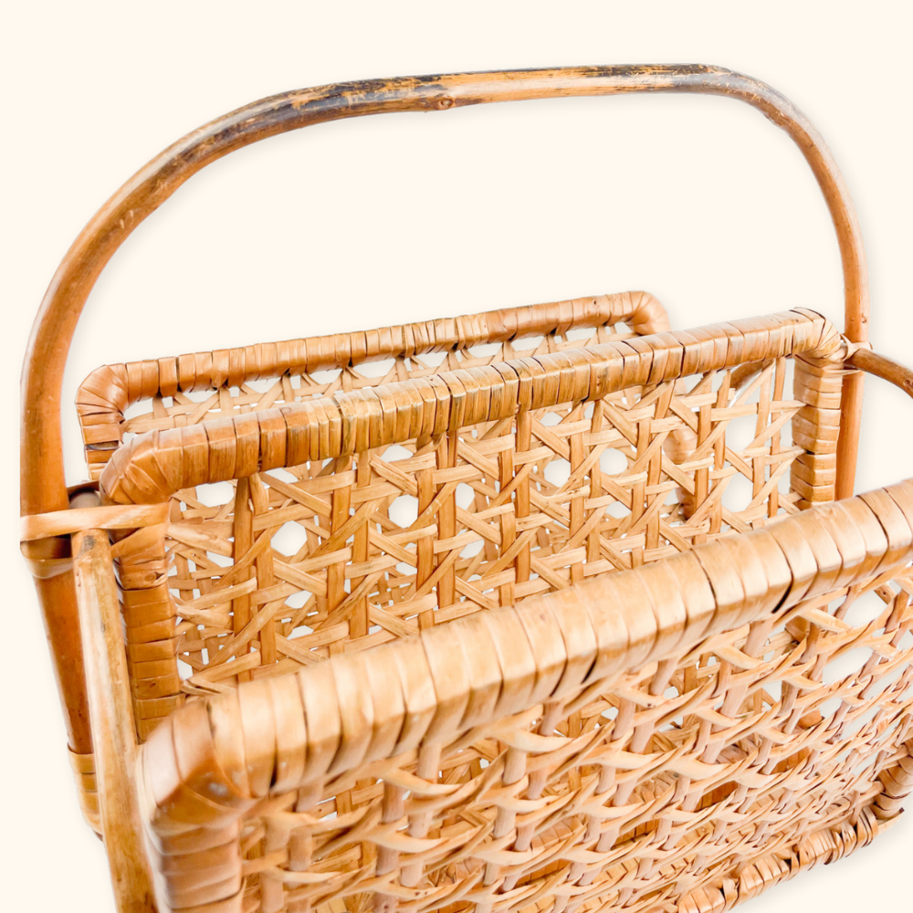 Bamboo Magazine Rack Woven Wicker Storage Sunshine Thrift