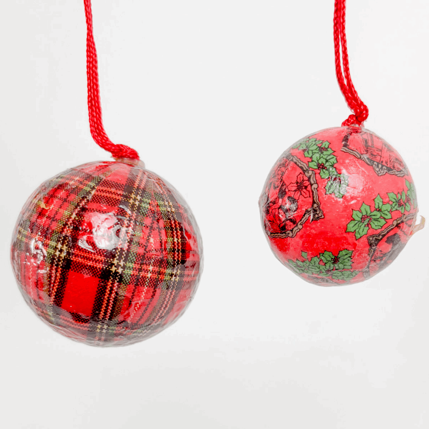 Vintage Paper Mache Victorian Style Christmas Baubles Set of 8 Sunshine Thrift