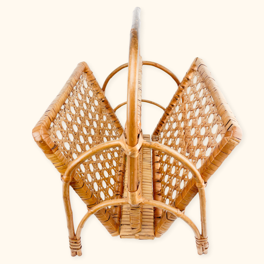 Bamboo Magazine Rack Woven Wicker Storage Sunshine Thrift