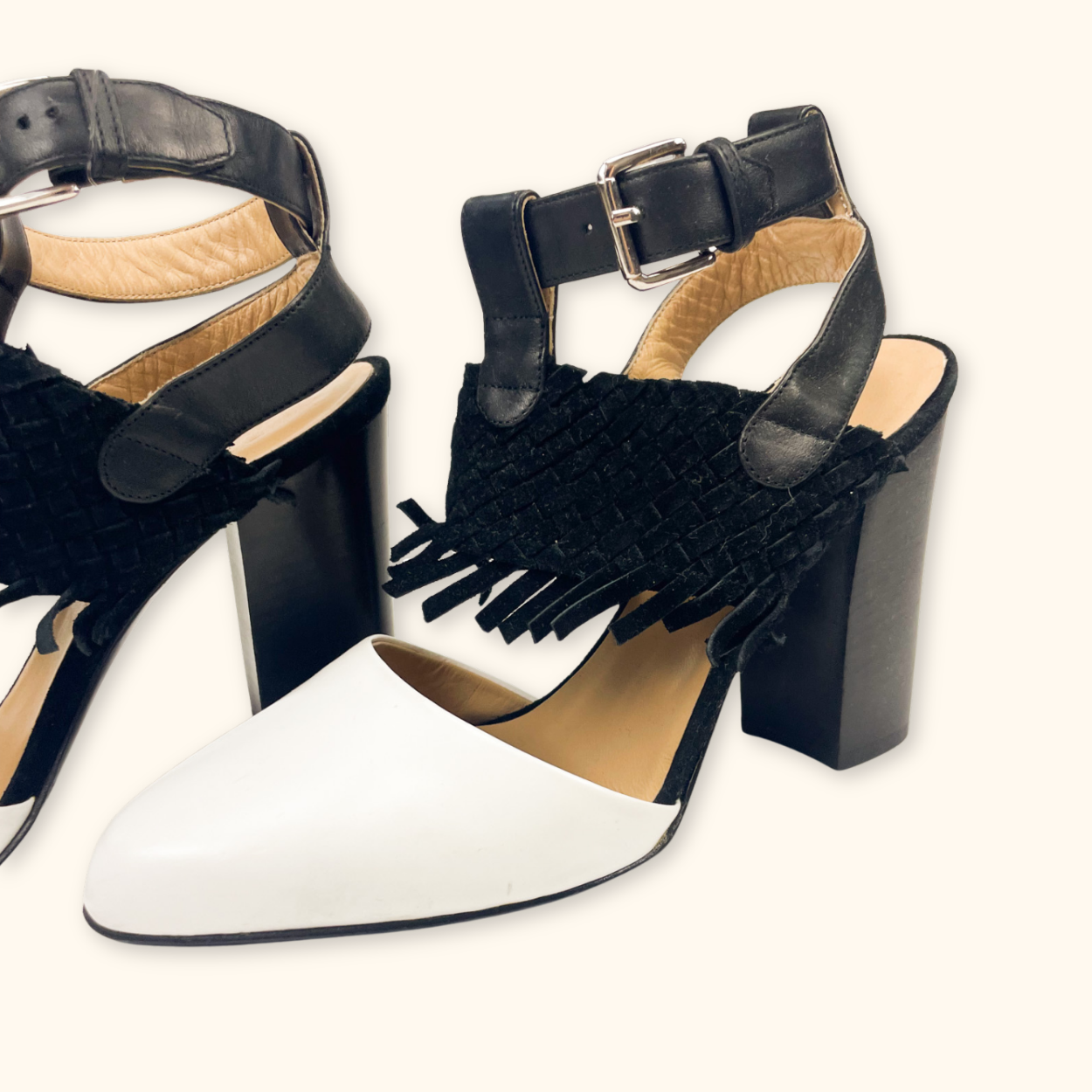 Belstaff Black and White Block Heels - Size 4 Belstaff