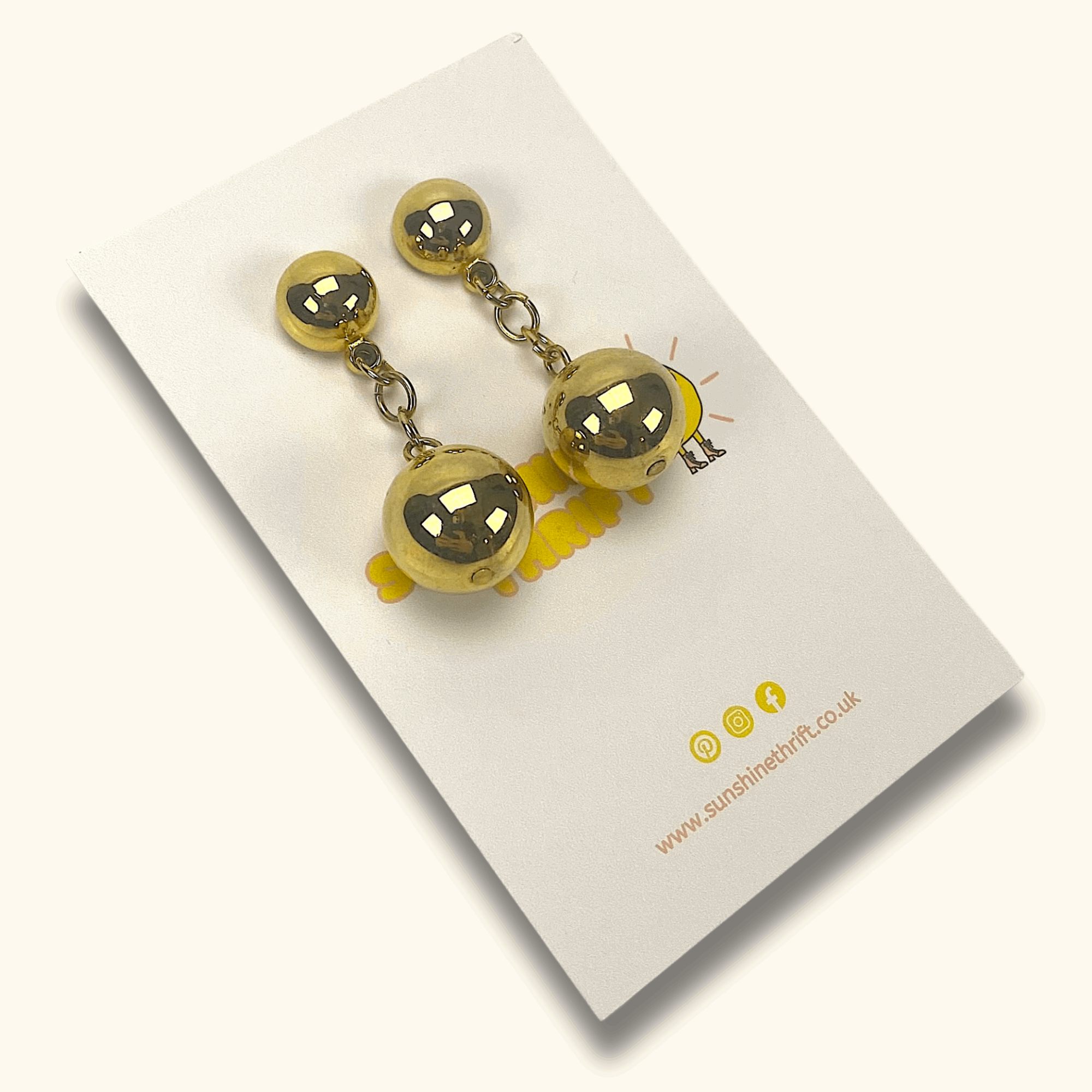 Gold Tone Hanging Stud Earrings -  - Jewellery