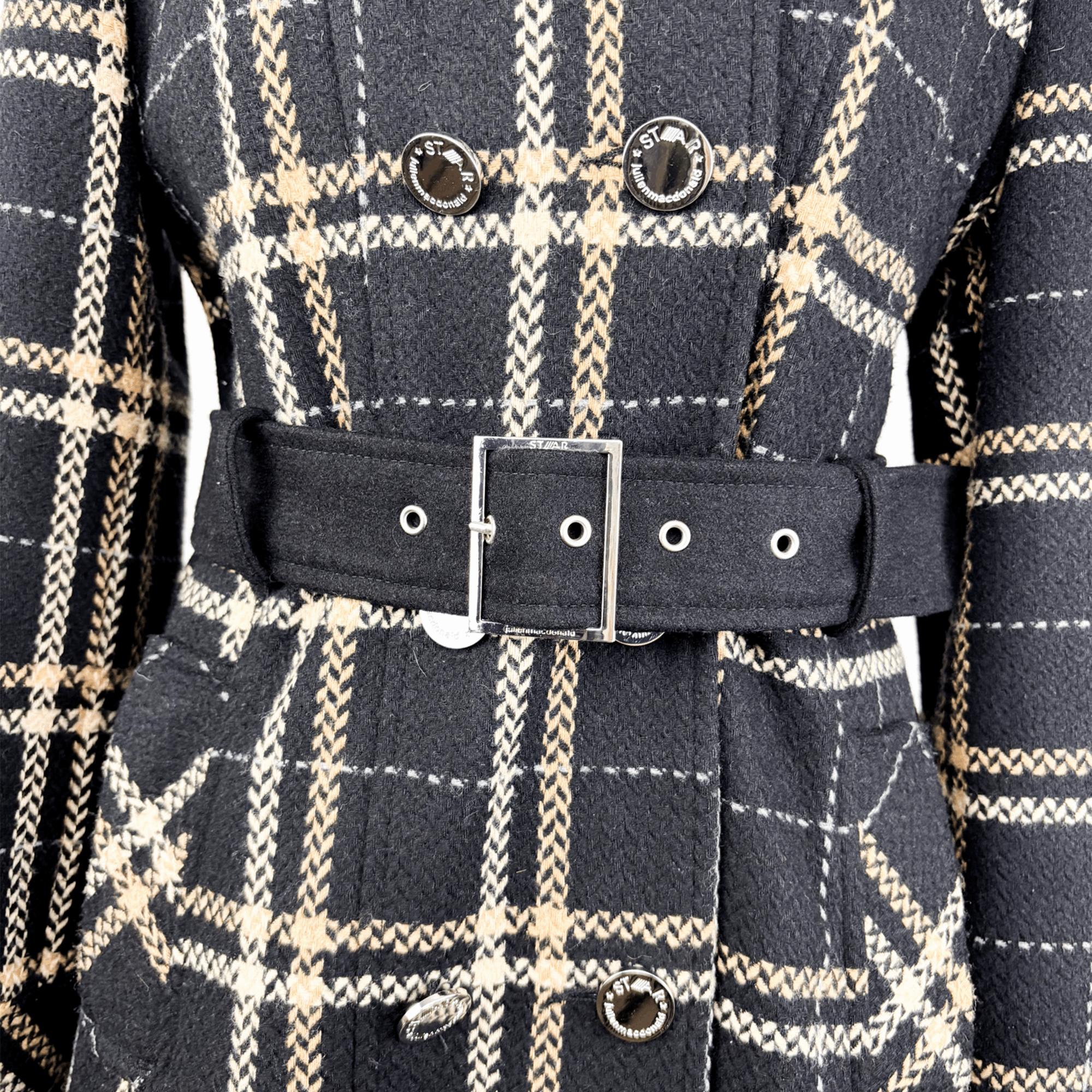 Star By Julien MacDonald Black Wool Blend Trench Coat - Size 14