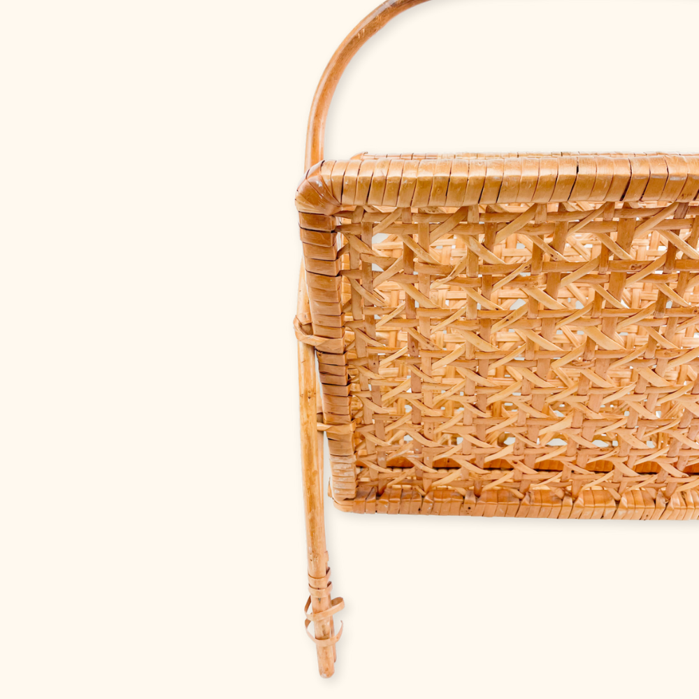 Bamboo Magazine Rack Woven Wicker Storage Sunshine Thrift