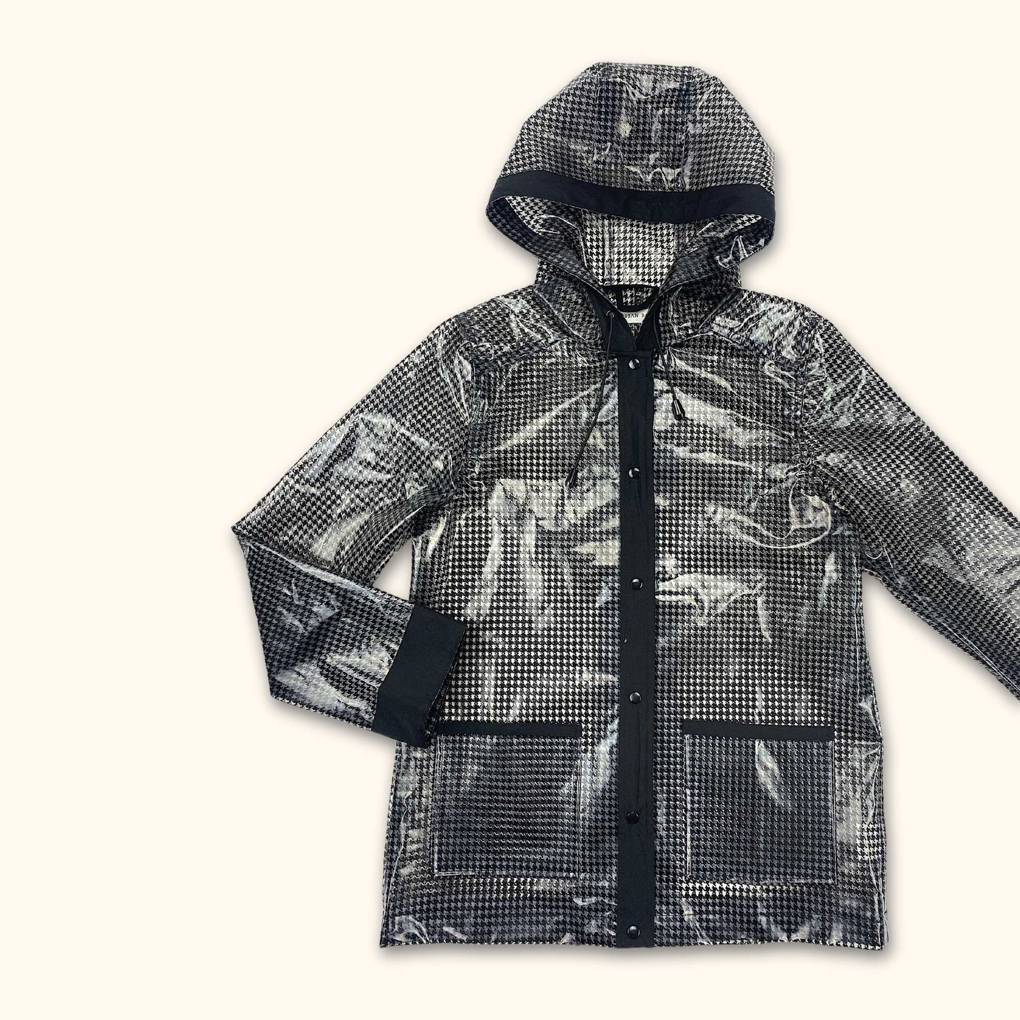 Urban Bliss Houndstooth Grey Clear Raincoat - Size 8 -  - Coats & jackets
