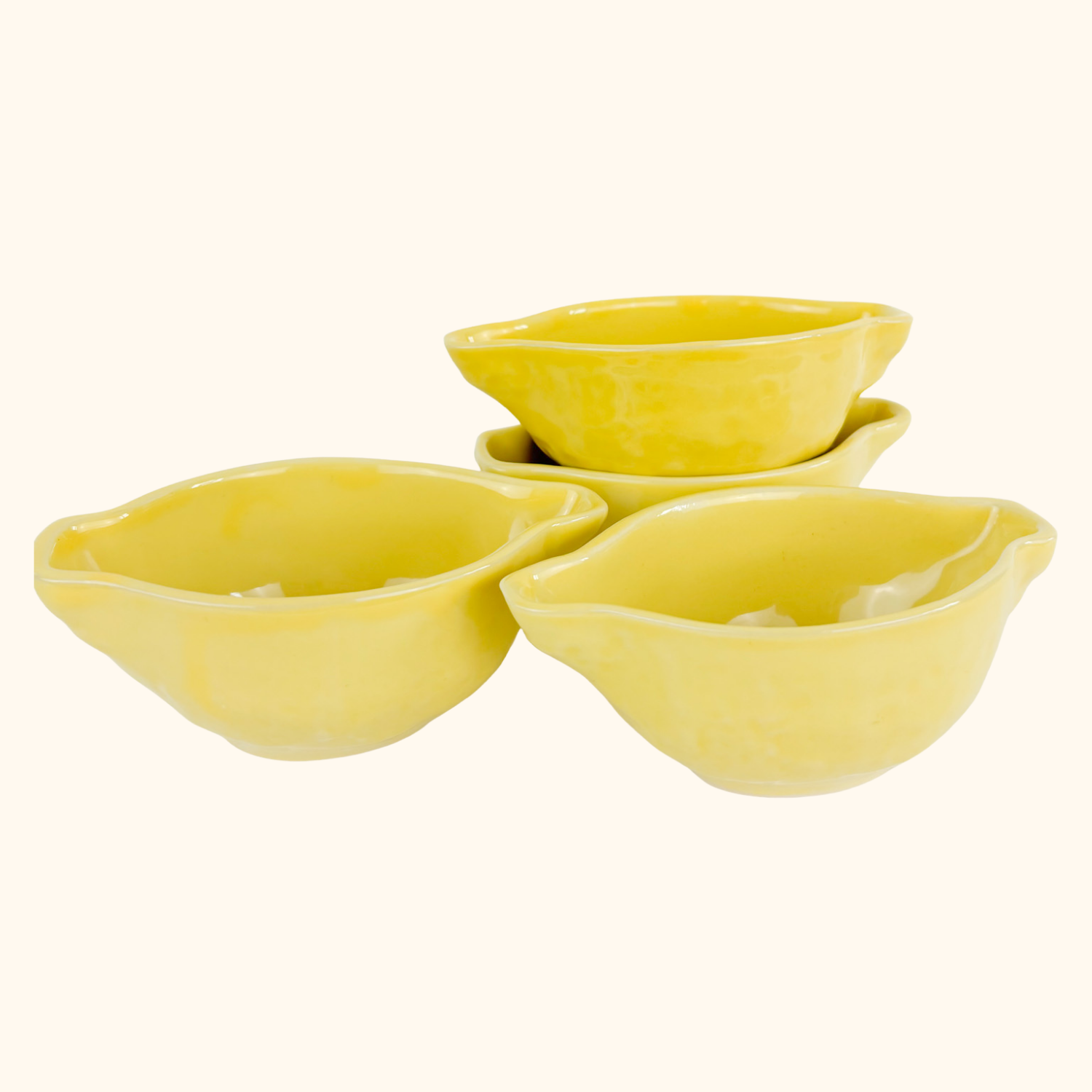 Ceramic Lemon Condiment Dipping Snack Bowls - Set of 4 Hanniball