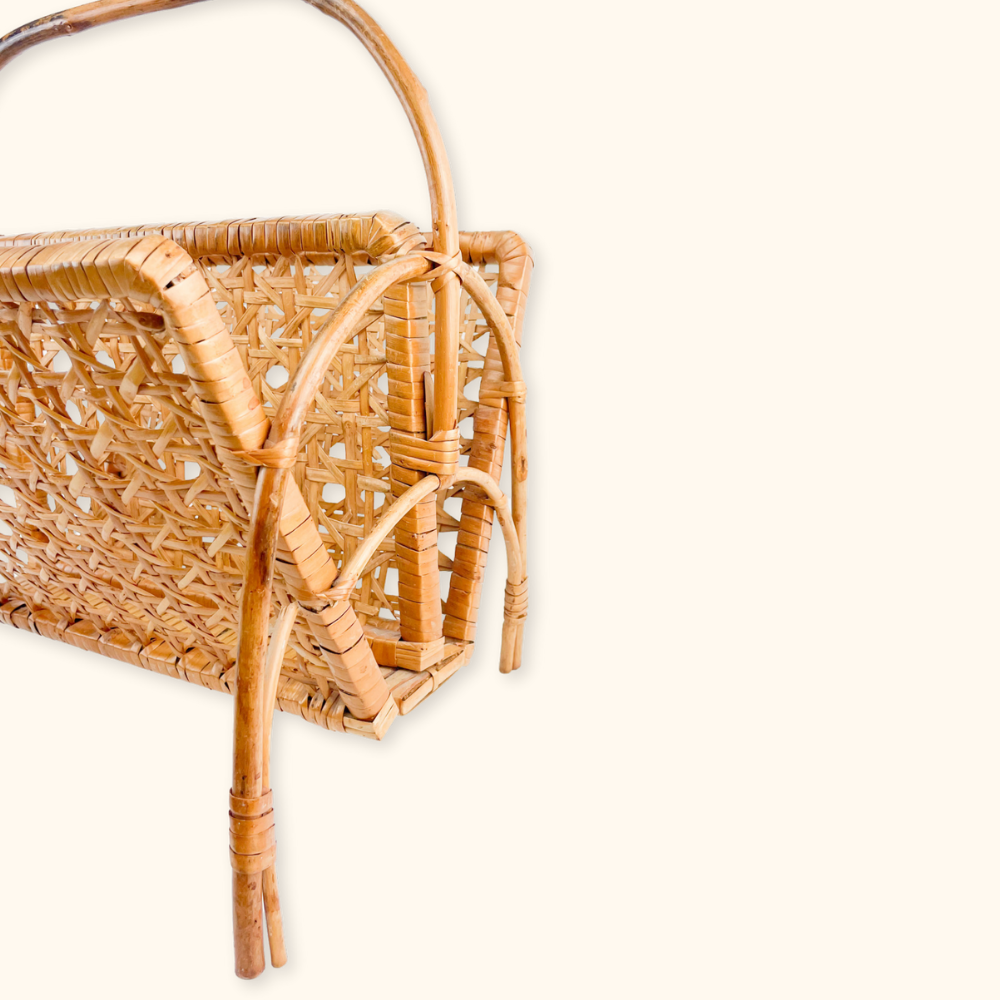 Bamboo Magazine Rack Woven Wicker Storage Sunshine Thrift