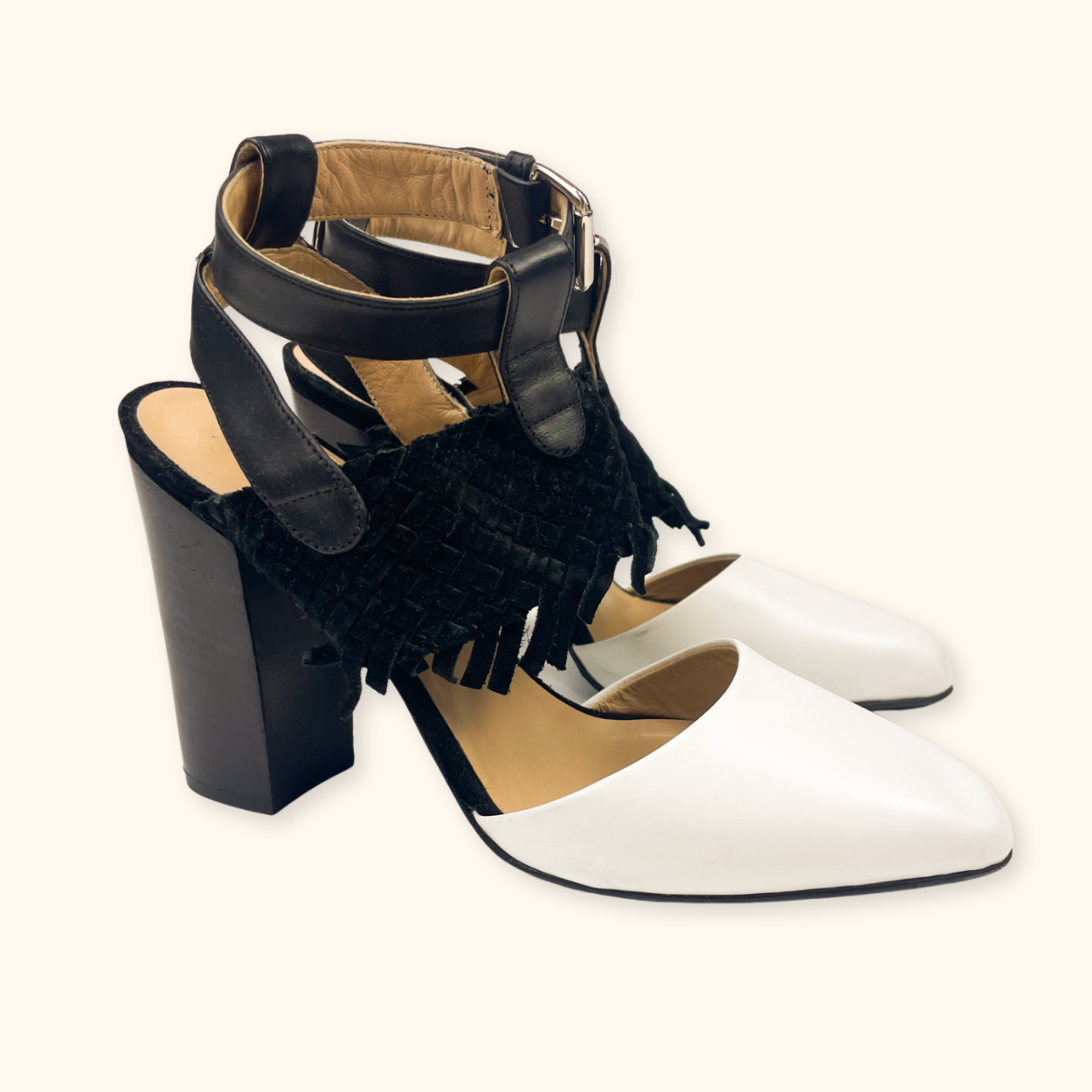 Belstaff Black and White Block Heels - Size 4 Belstaff