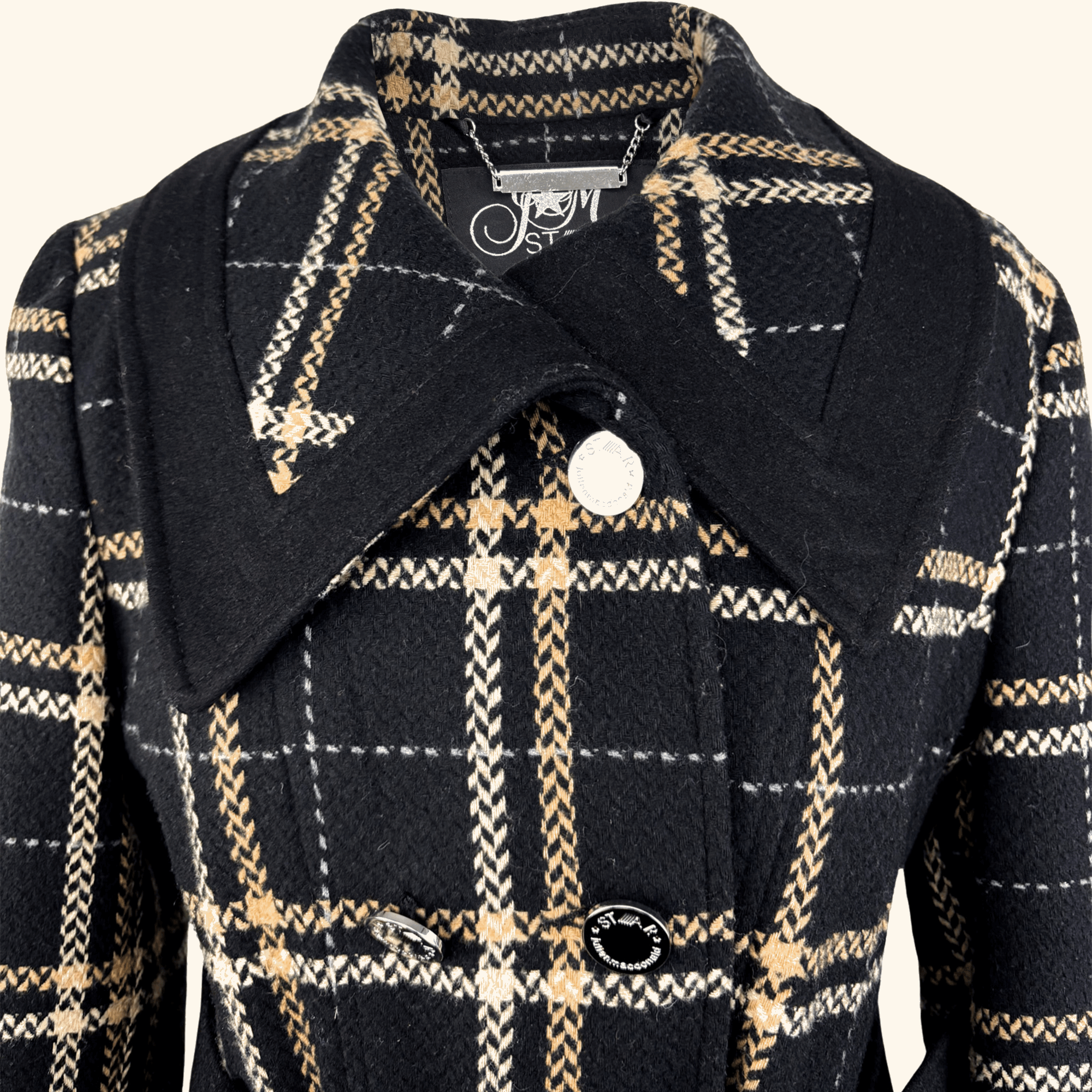 Star By Julien MacDonald Black Wool Blend Trench Coat - Size 14