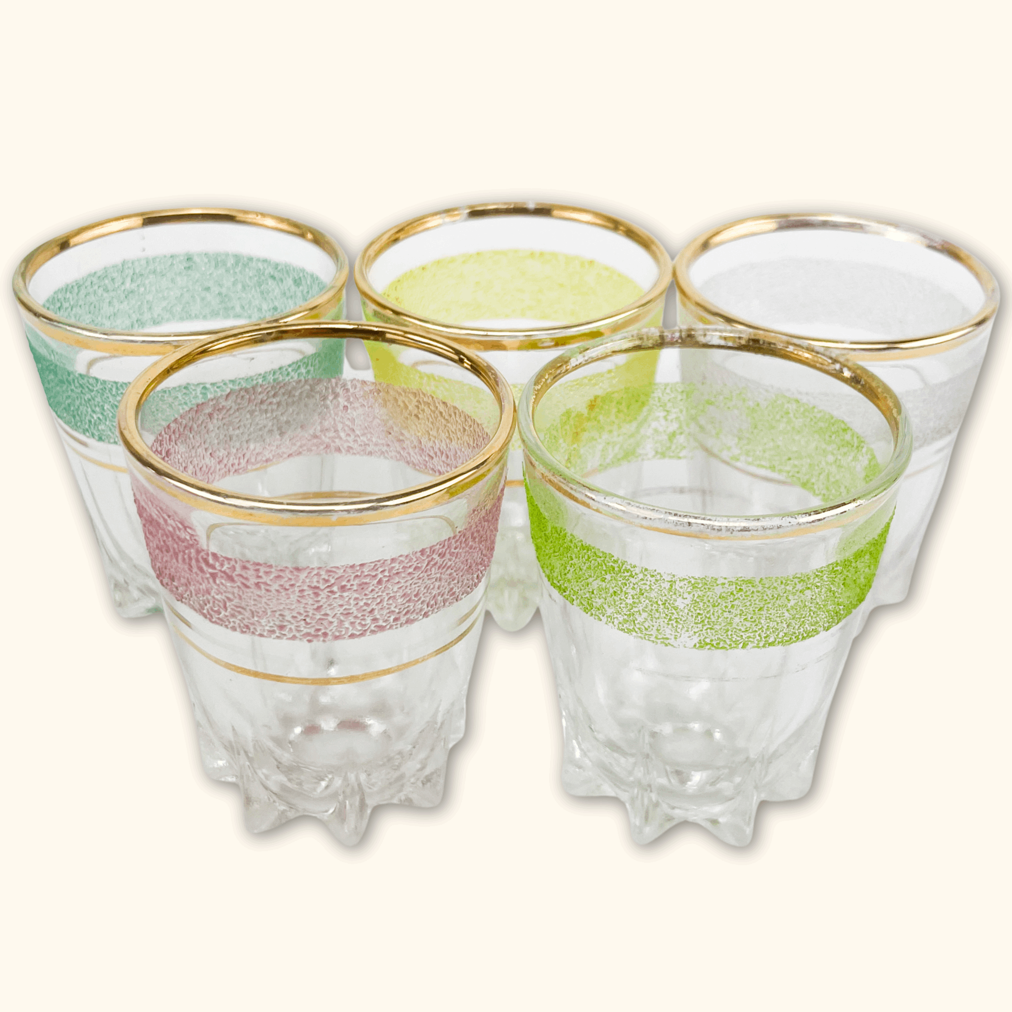 Frosted Colourful Shot Glasses - Set of 5 - - Glassware