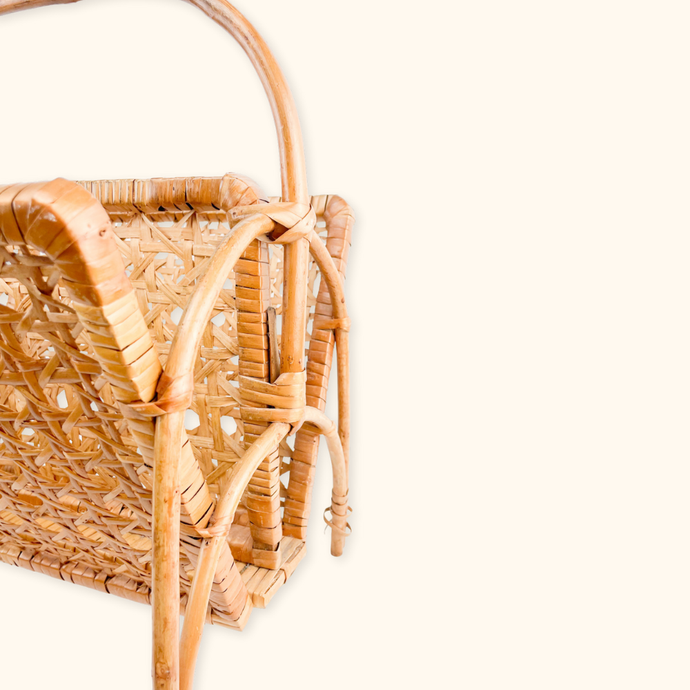 Bamboo Magazine Rack Woven Wicker Storage Sunshine Thrift