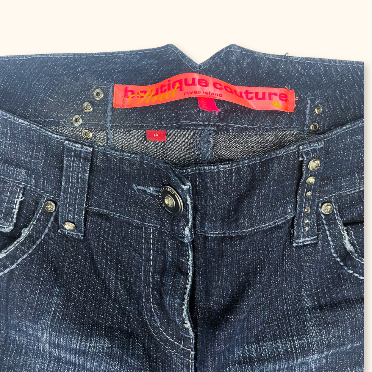 River Island Low Rise Flared Sparkle Jeans - Size 14L River Island