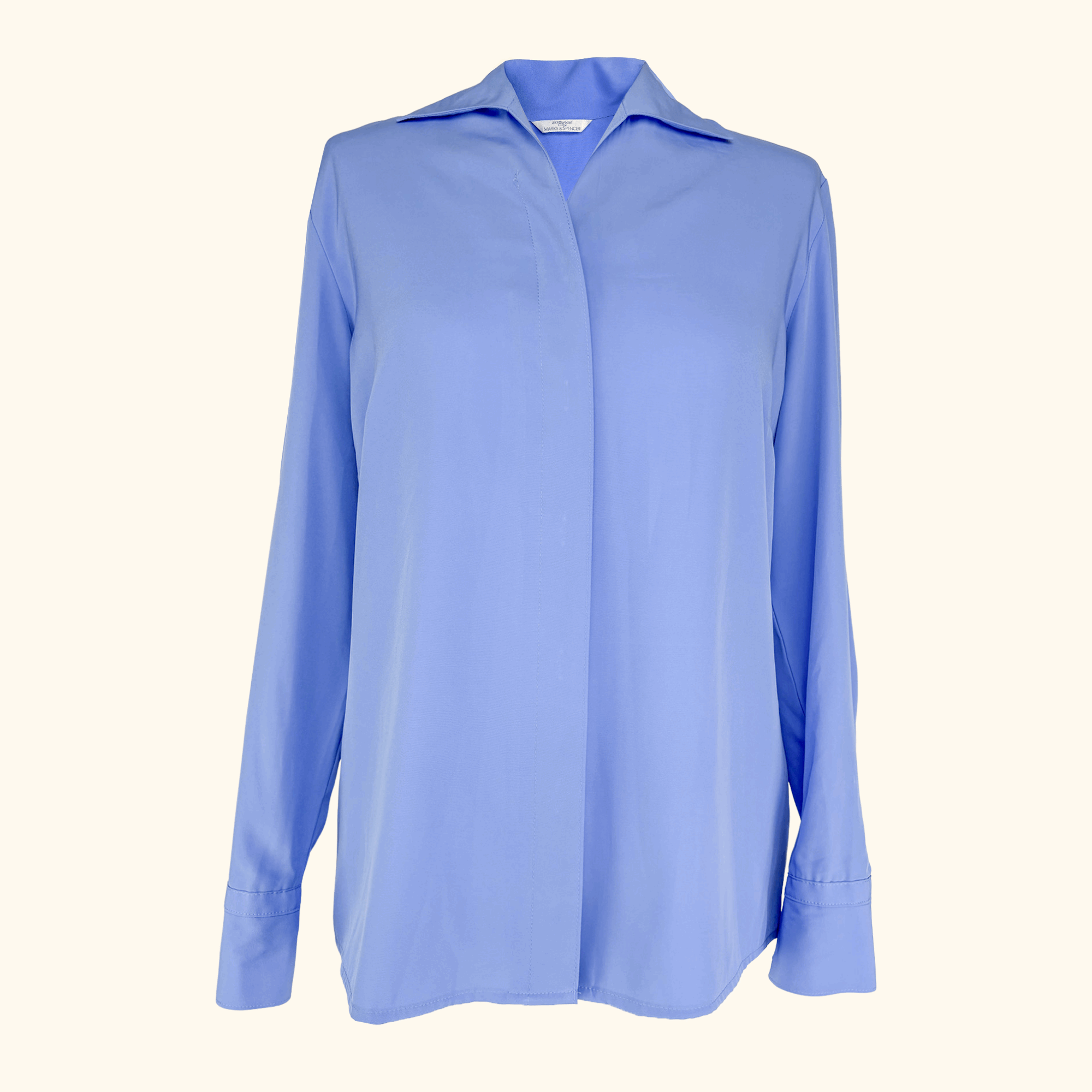 Vintage St Michael M&S Blue Long Sleeve Shirt - Size 10