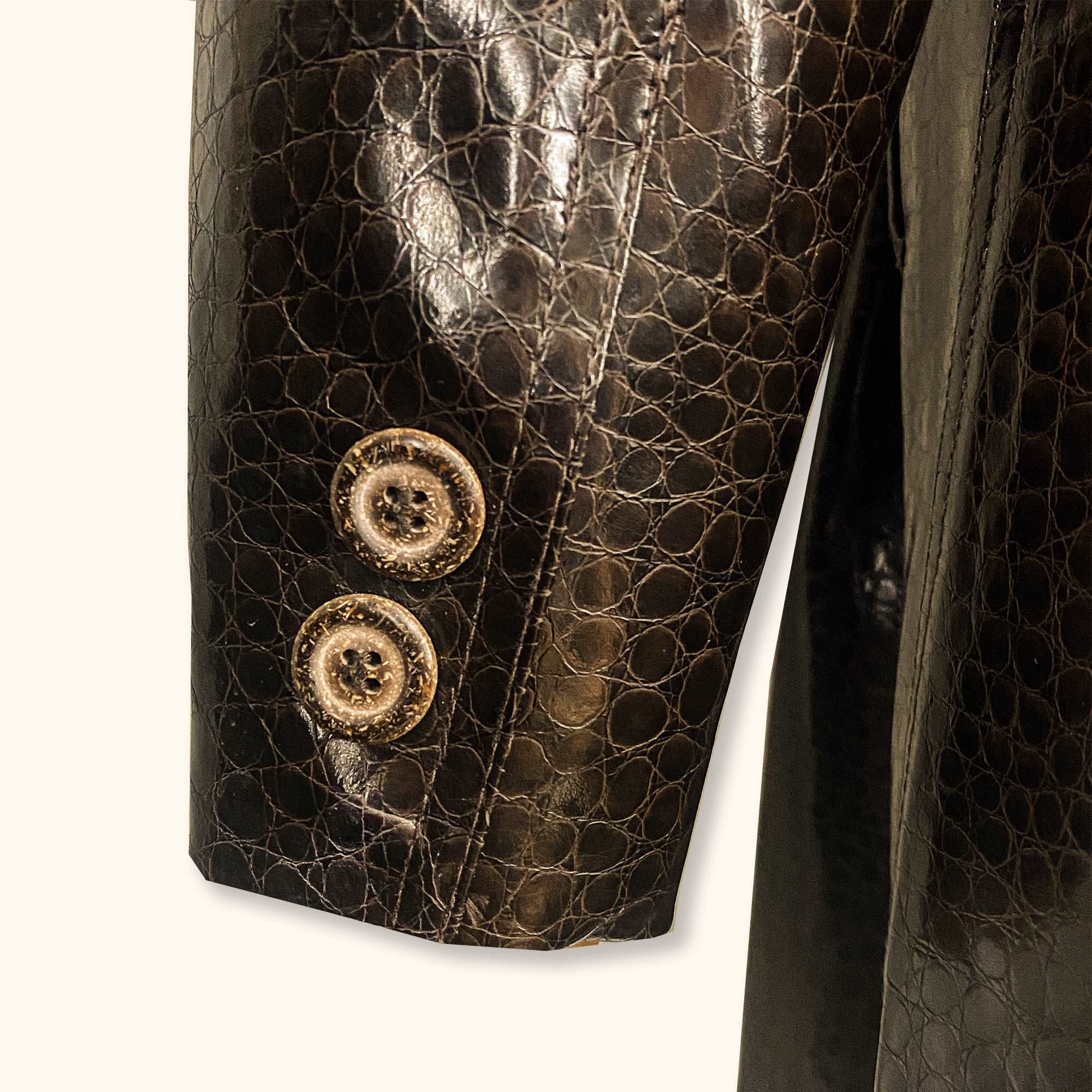 Dark Brown Croc Faux Leather Trench Coat - Size Medium -  - Coats & jackets