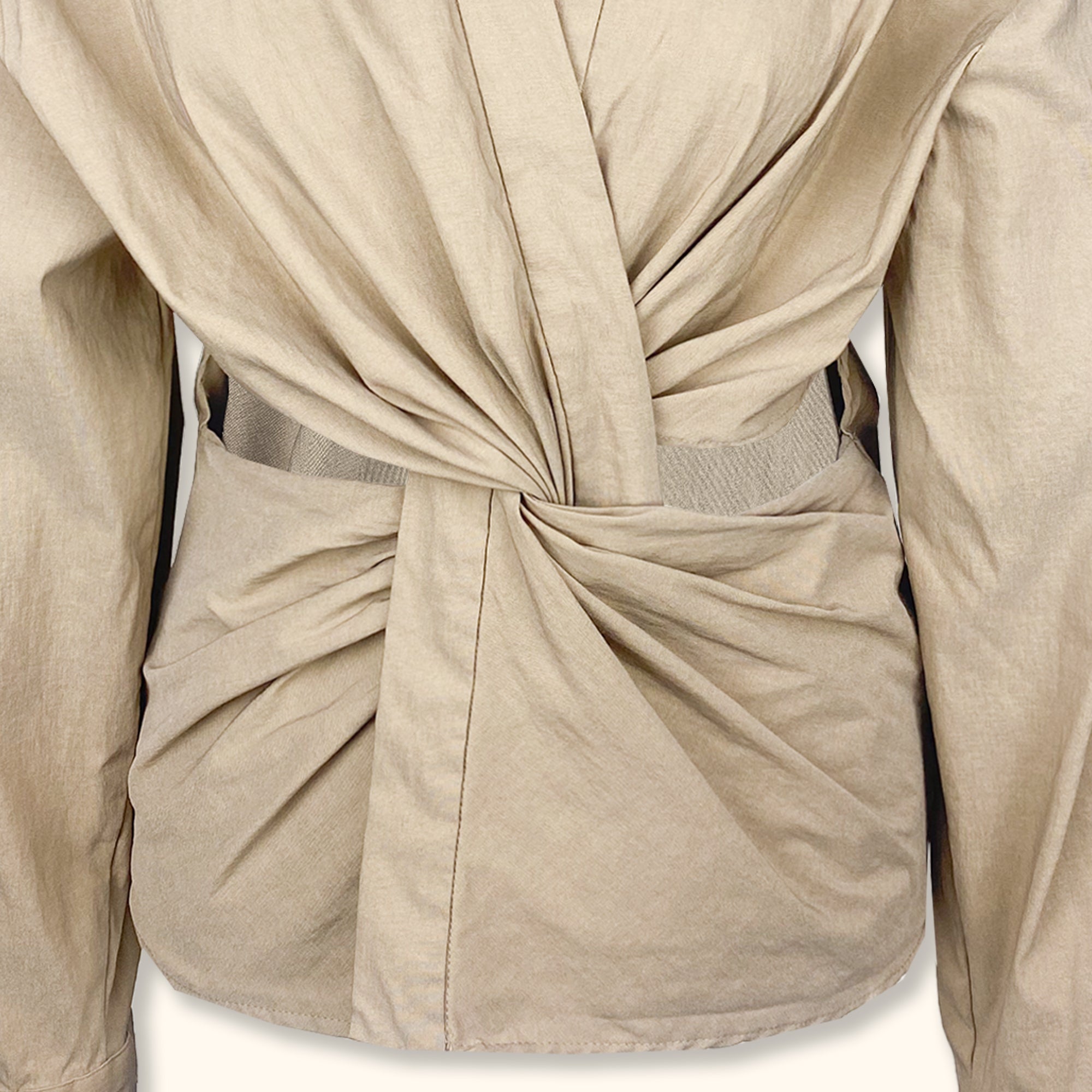 Zara Beige Wrap Front Blouse with Cut Out - Size Large -  - Tops & Shirts