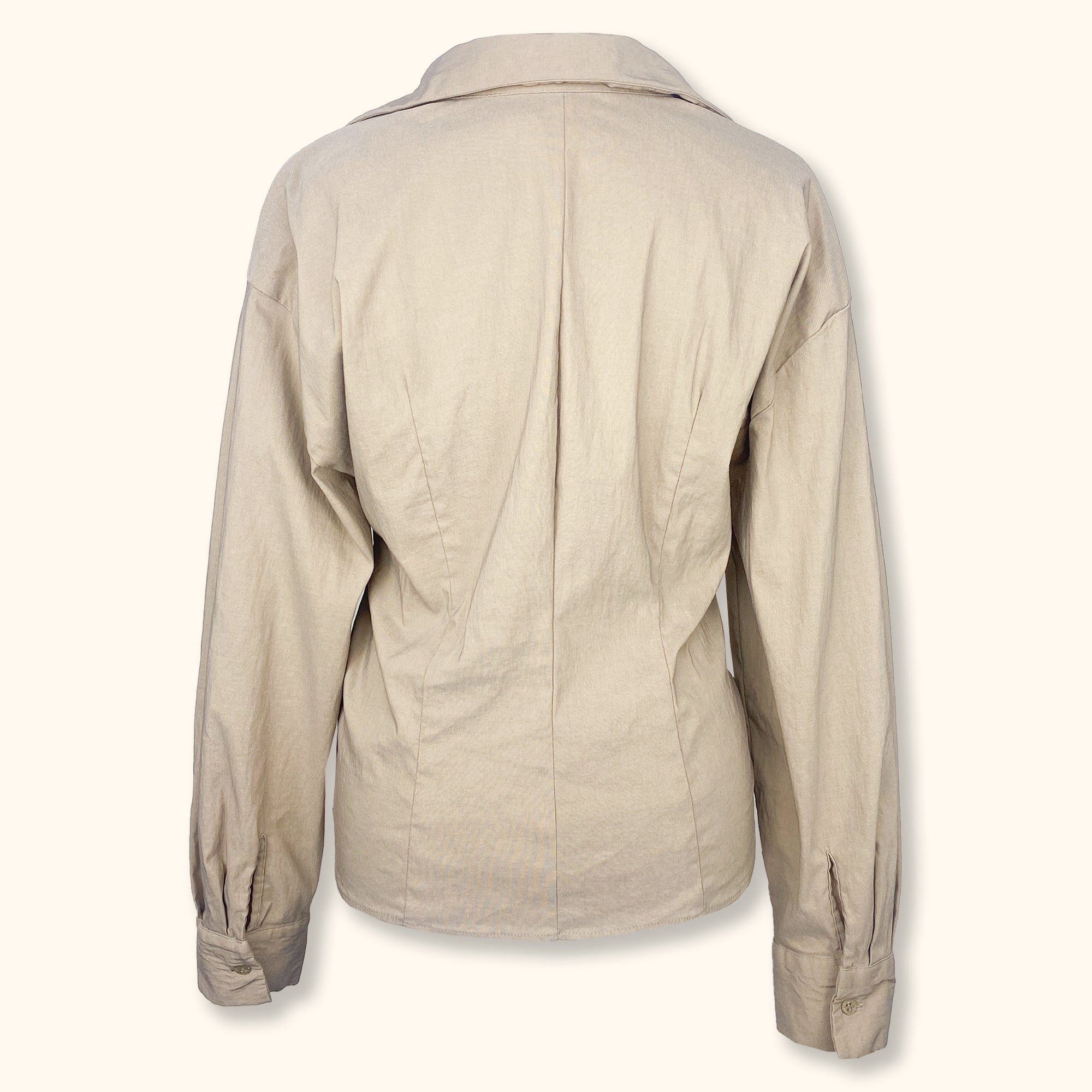 Zara Beige Wrap Front Blouse with Cut Out - Size Large -  - Tops & Shirts