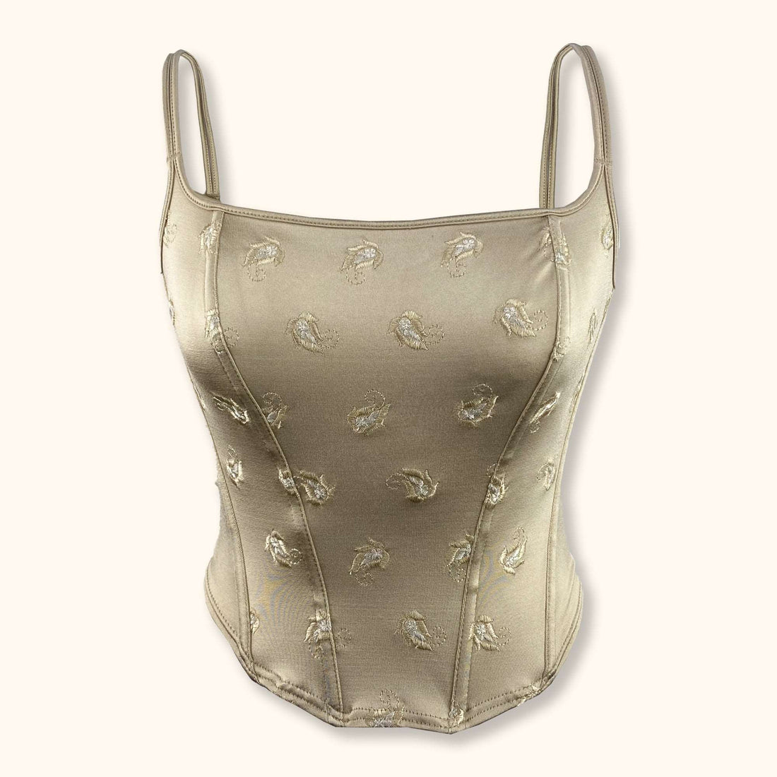 Cream Y2K Floral Cami Corset - Size Small -  - Tops & Shirts