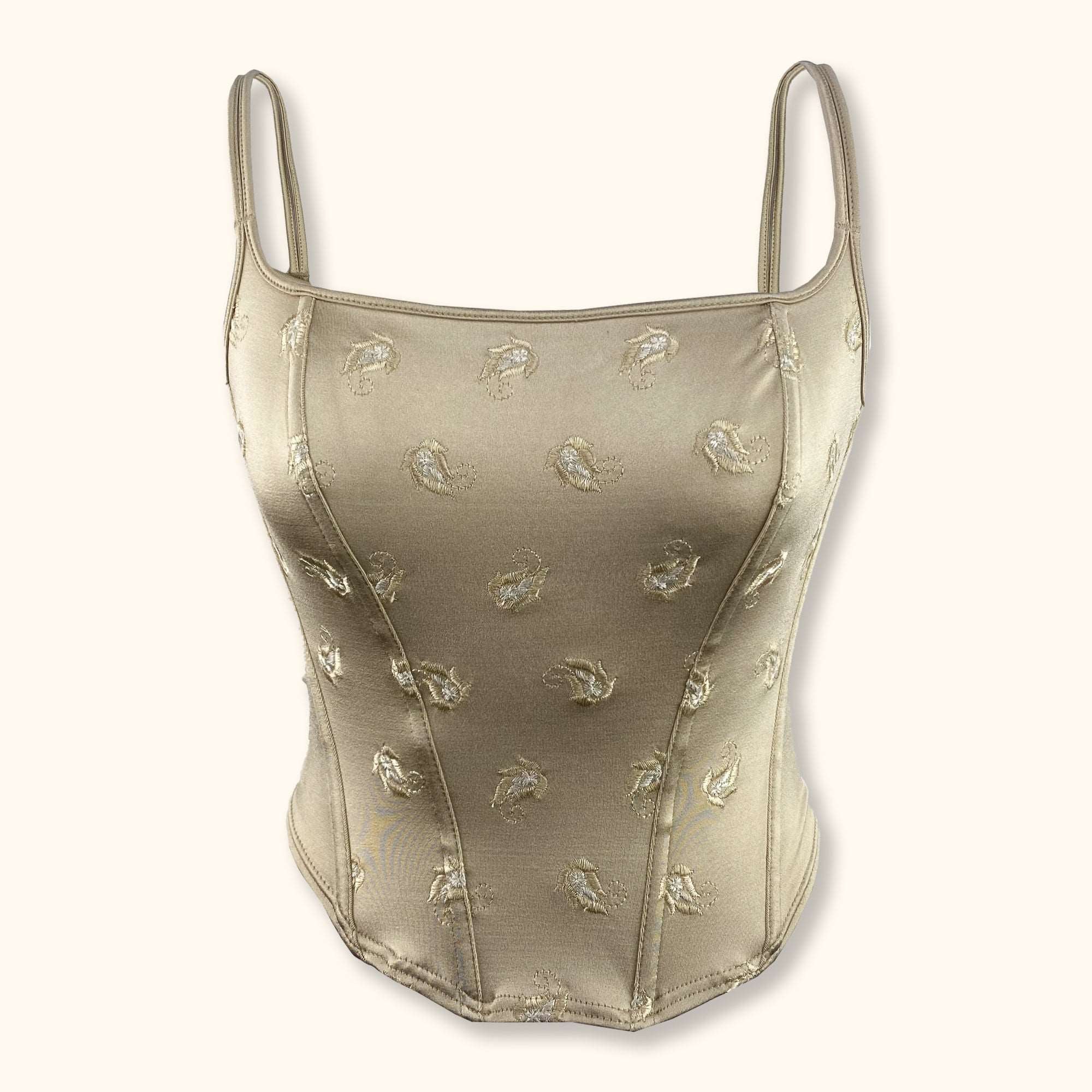 Cream Y2K Floral Cami Corset - Size Small -  - Tops & Shirts