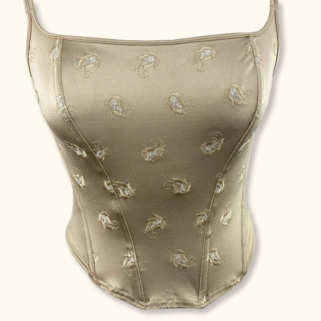 Cream Y2K Floral Cami Corset - Size Small -  - Tops & Shirts