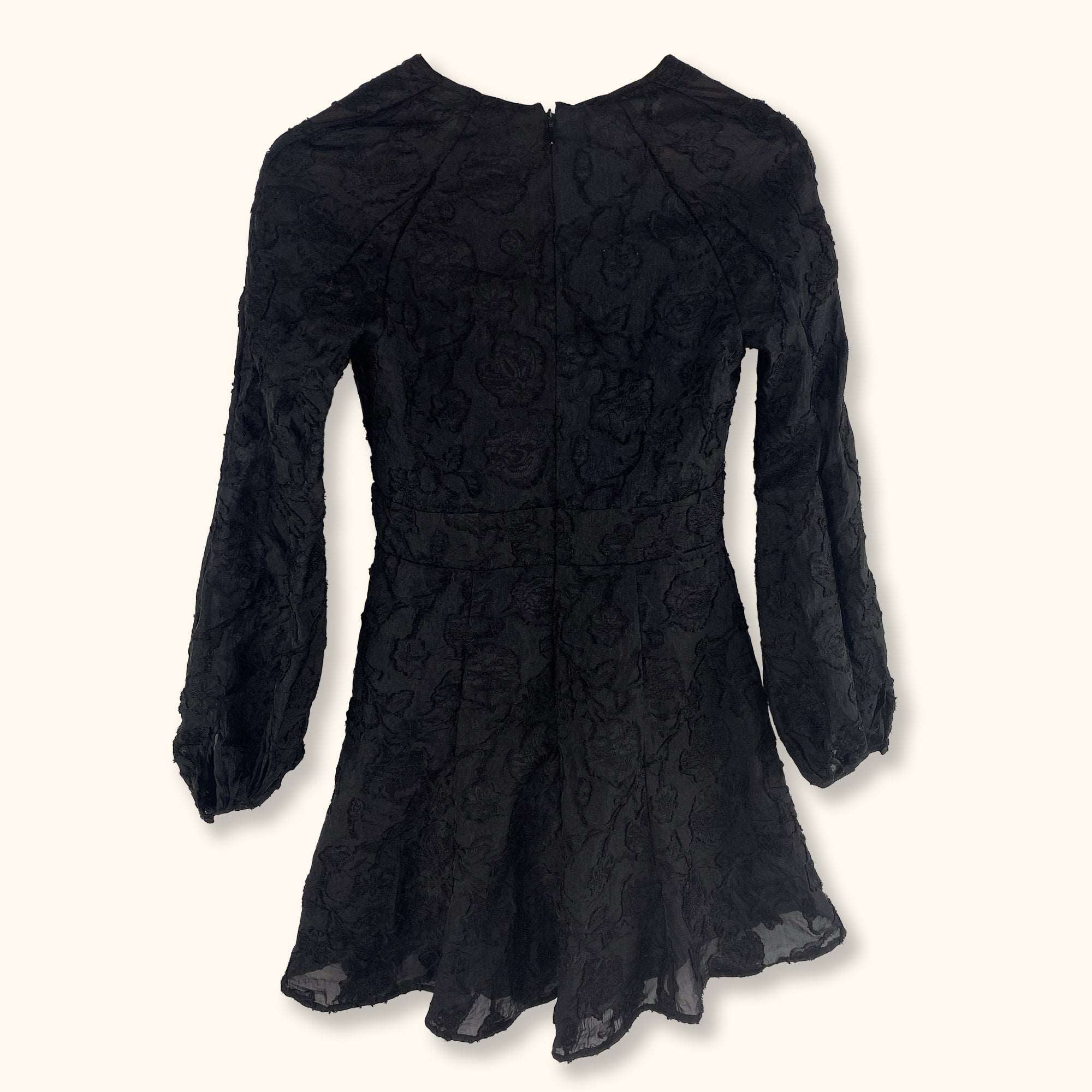 H&M Black Floral Long Sleeve Mini Dress - Size 6 - - Dresses