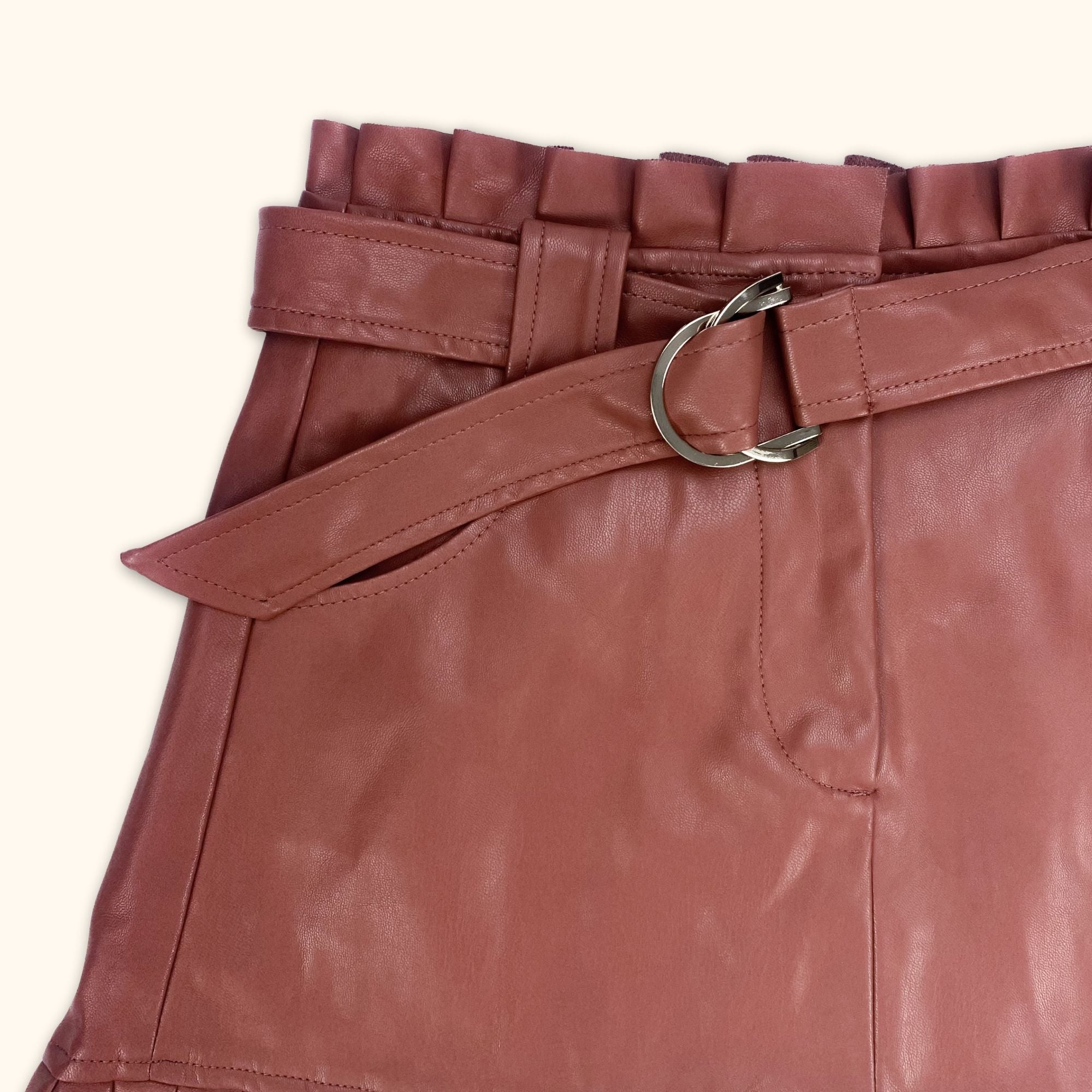 Zara Brown Faux Leather Pleated Skirt - Size XS - - Skirts