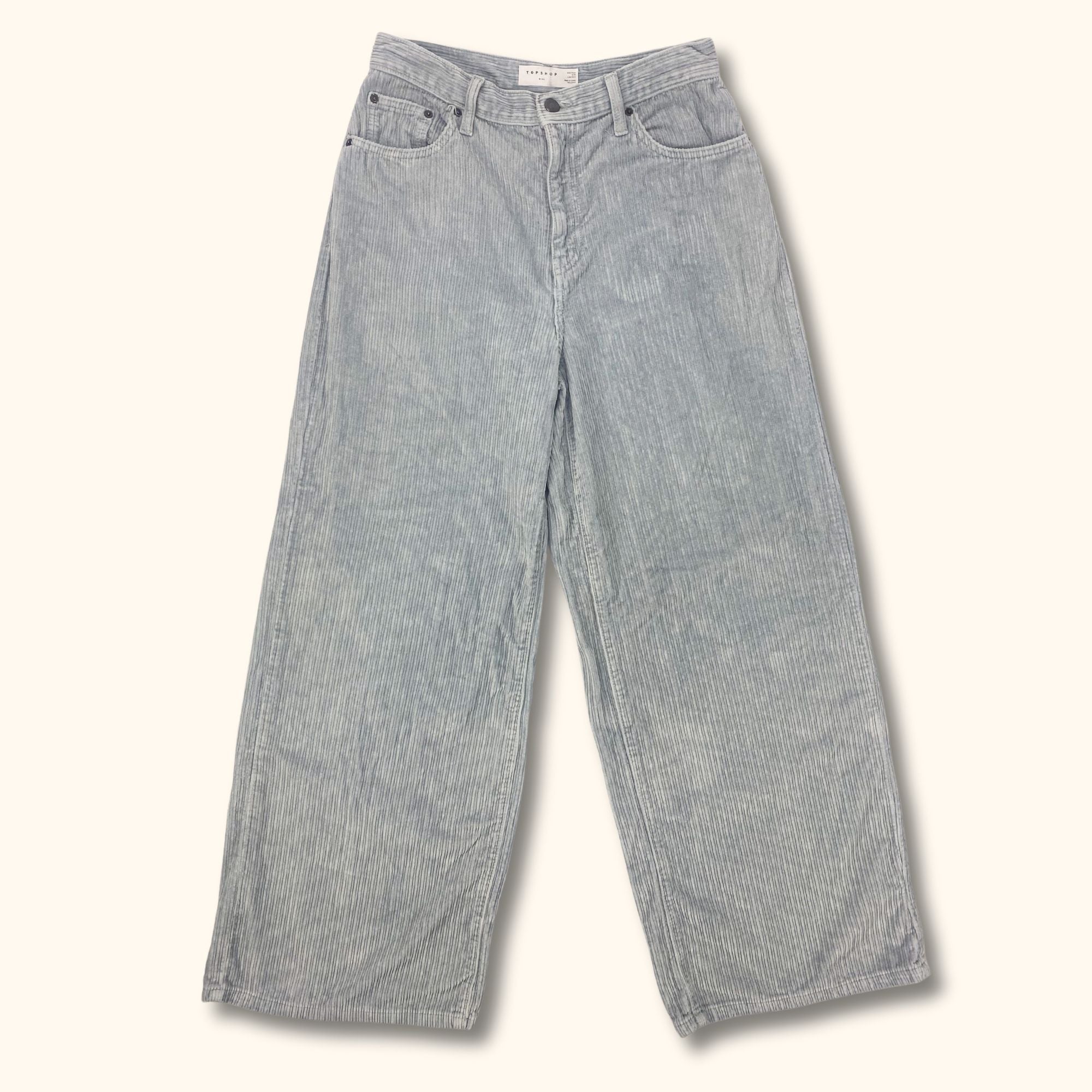 Topshop Blue Grey Corduroy Boyfriend Trousers - 30inch Waist - - Jeans & Trousers