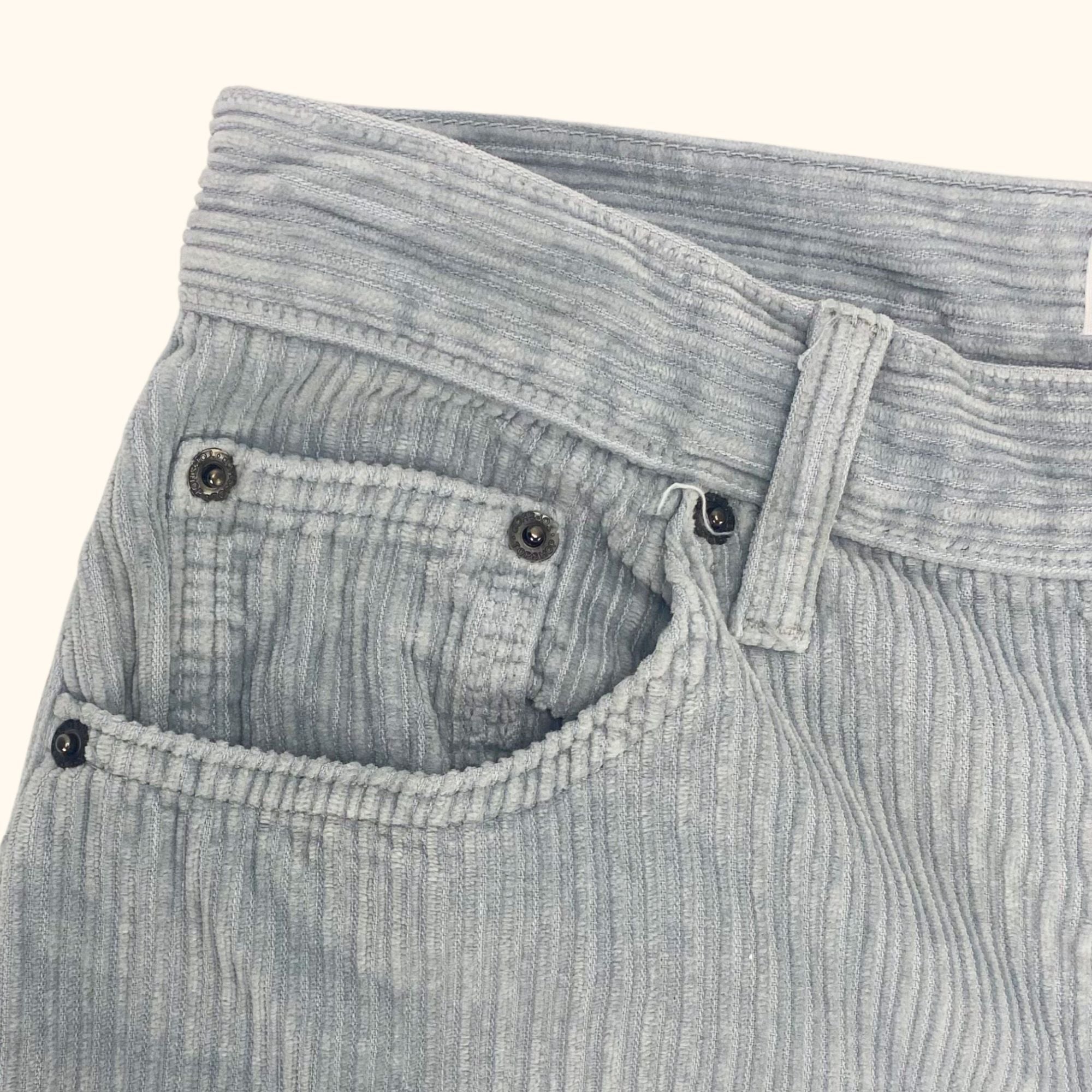 Topshop Blue Grey Corduroy Boyfriend Trousers - 30inch Waist - - Jeans & Trousers