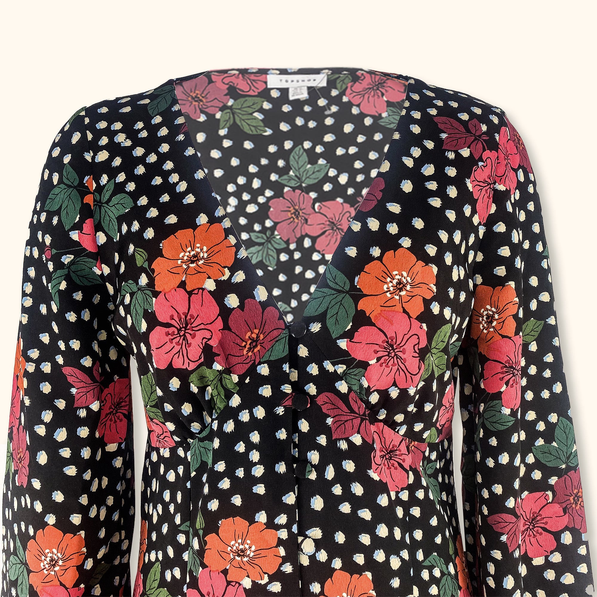 Topshop Black Floral Maxi Dress - Size 12 -  - Dresses