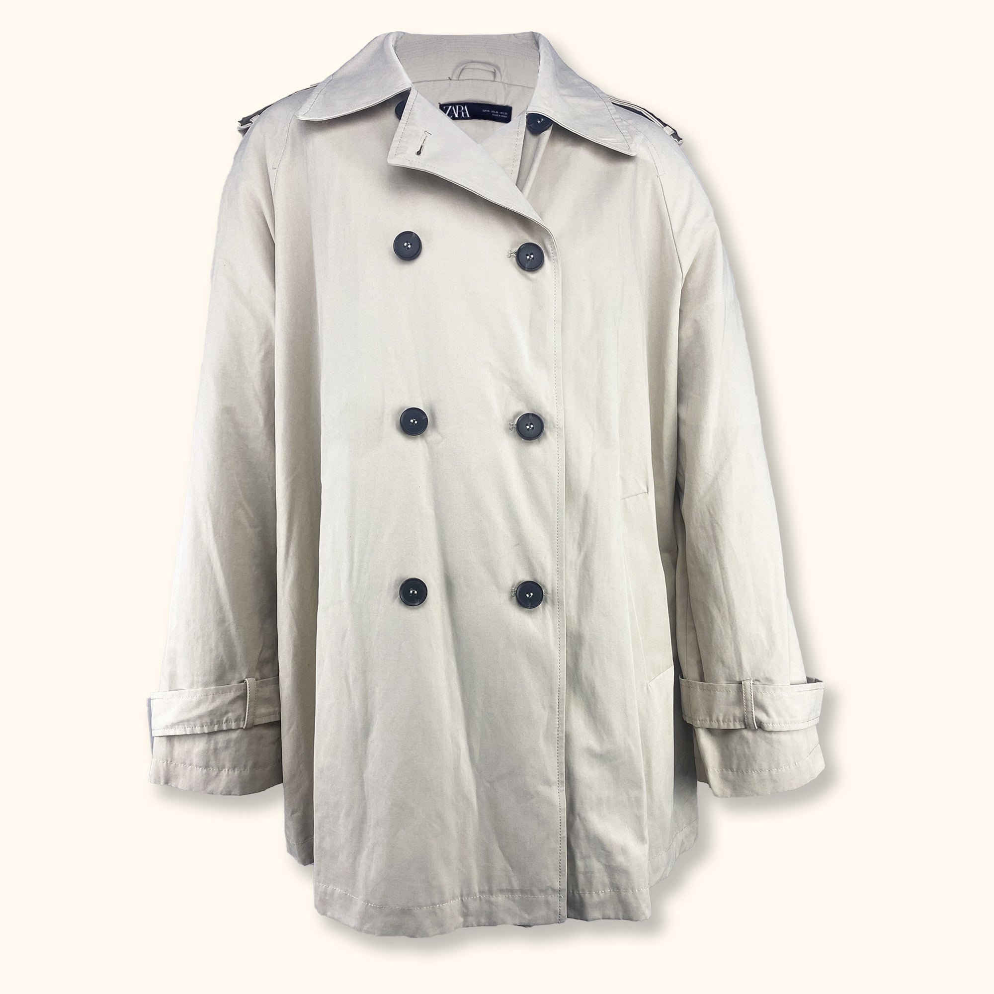 Zara Cream Trench Coat Size XL – Sunshine Thrift