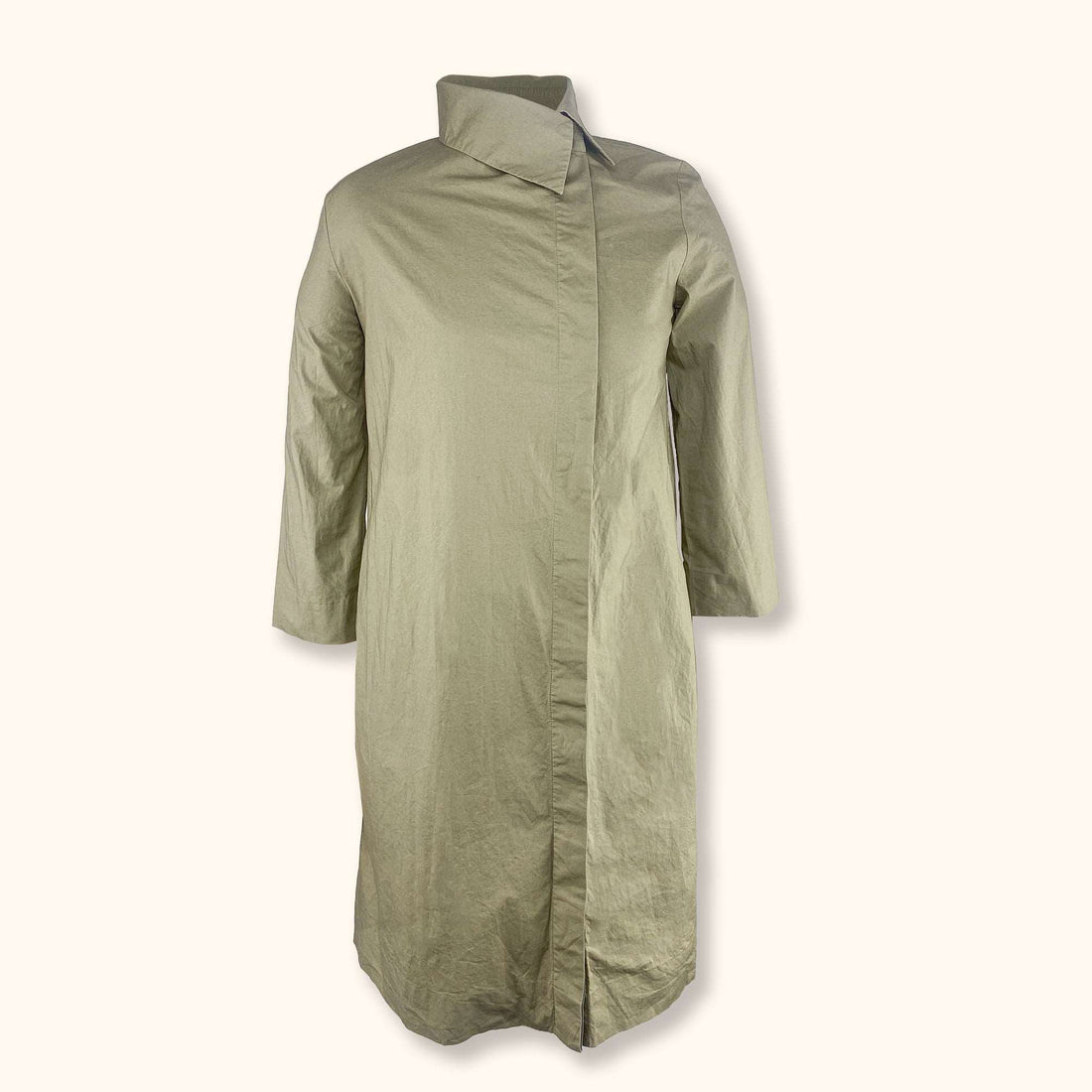 Cos Khaki Green Asymmetric Shirt Dress - Size Small -  - Tops & Shirts