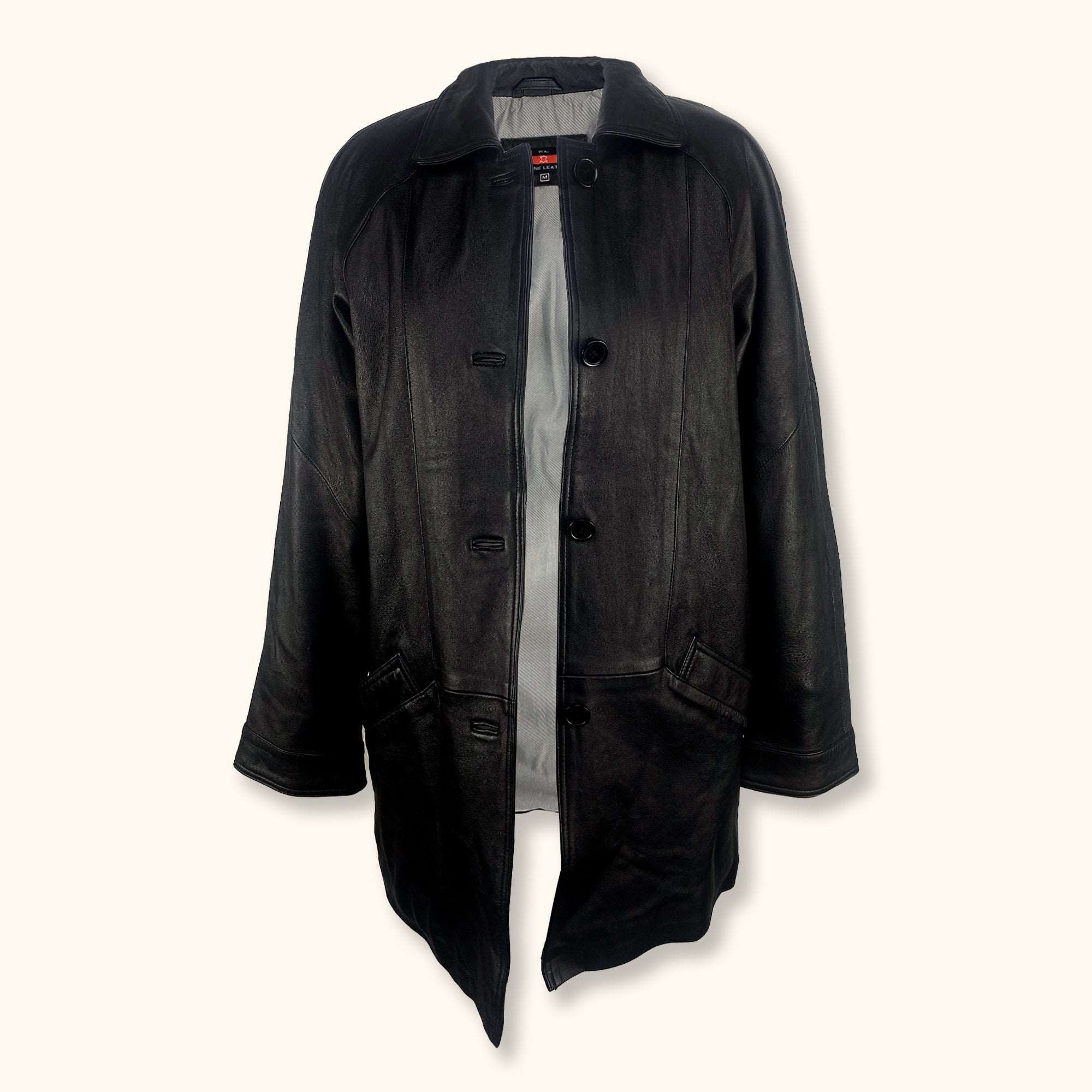 EL Black Leather Boyfriend Jacket - Size Medium -  - Coats & jackets