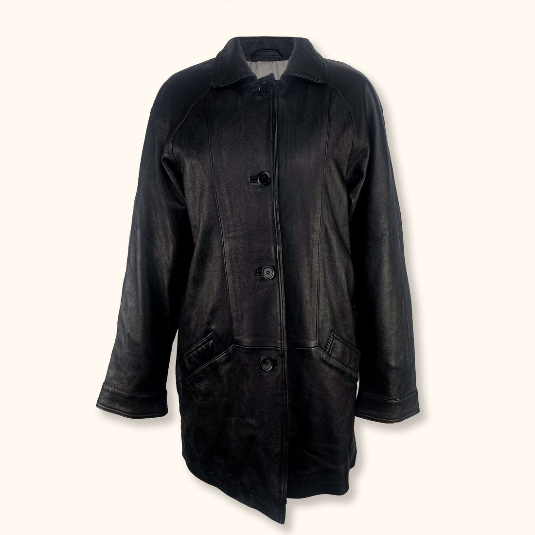 EL Black Leather Boyfriend Jacket - Size Medium -  - Coats & jackets