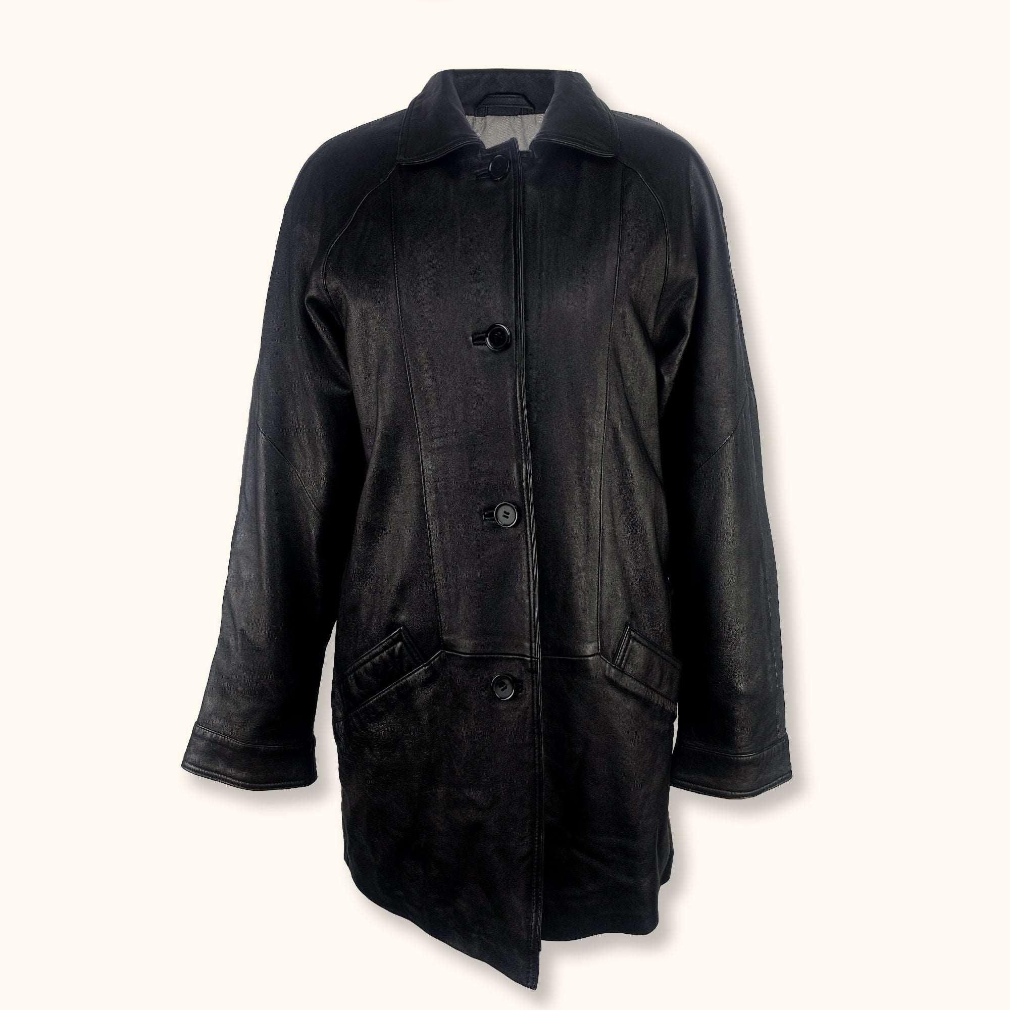 EL Black Leather Boyfriend Jacket - Size Medium -  - Coats & jackets