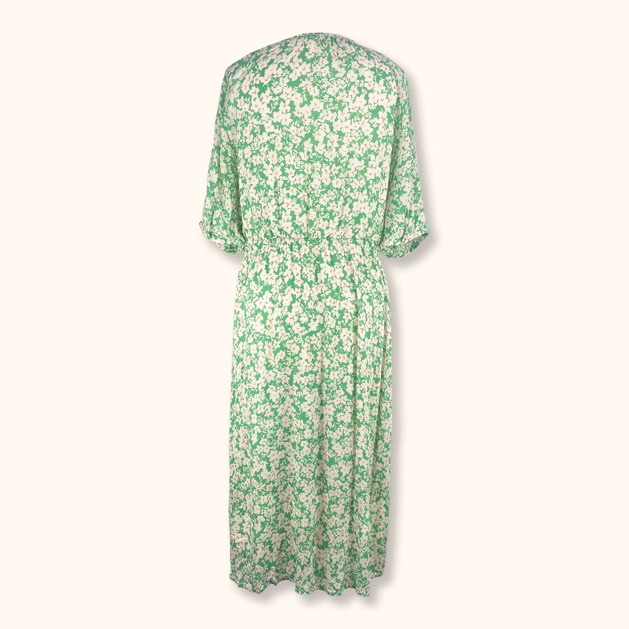 Hush Green Floral Short Sleeve Midi Dress - Size 16 -  - Dresses