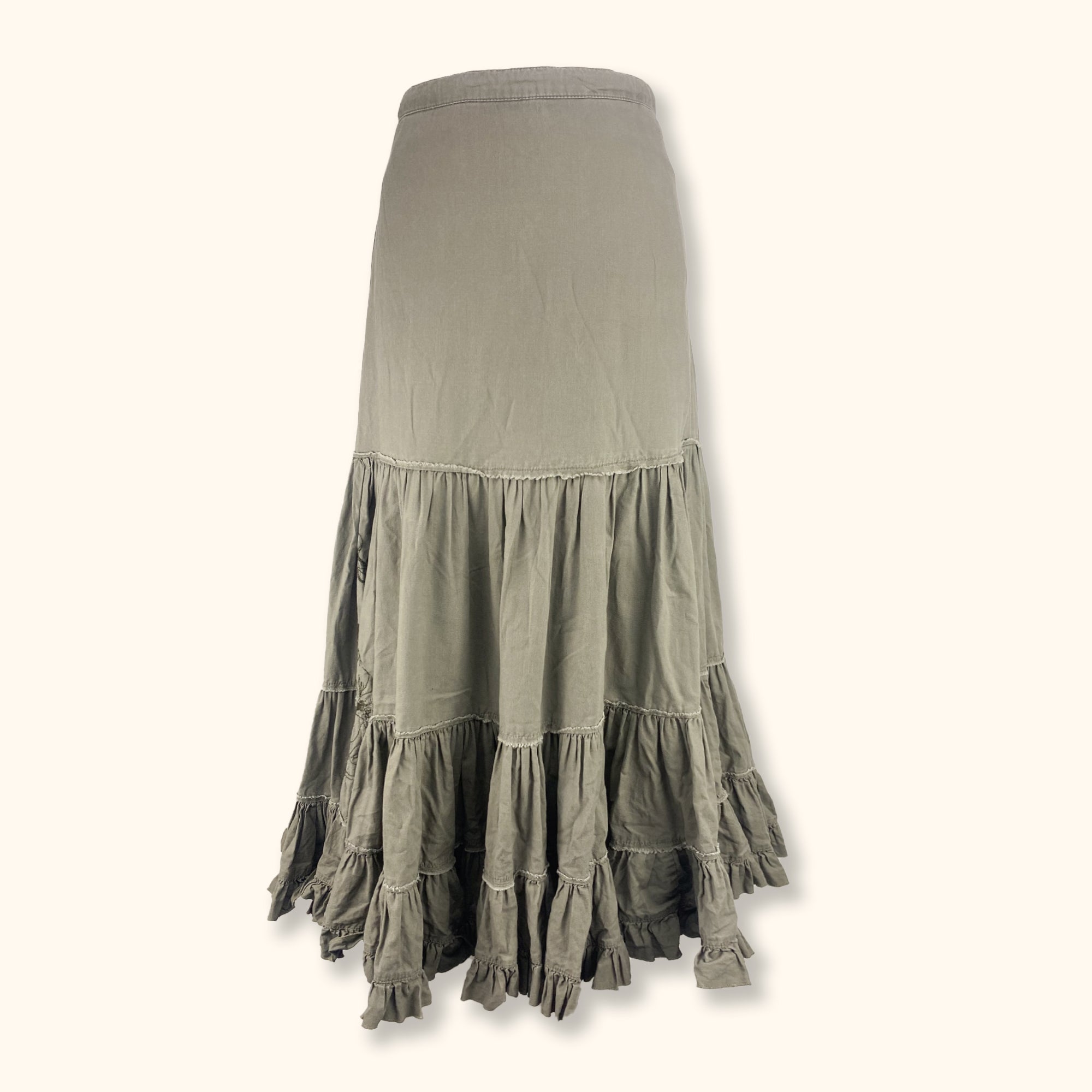 Fat Face Grey Ruffle Midi Skirt - Size 14 - - Skirts