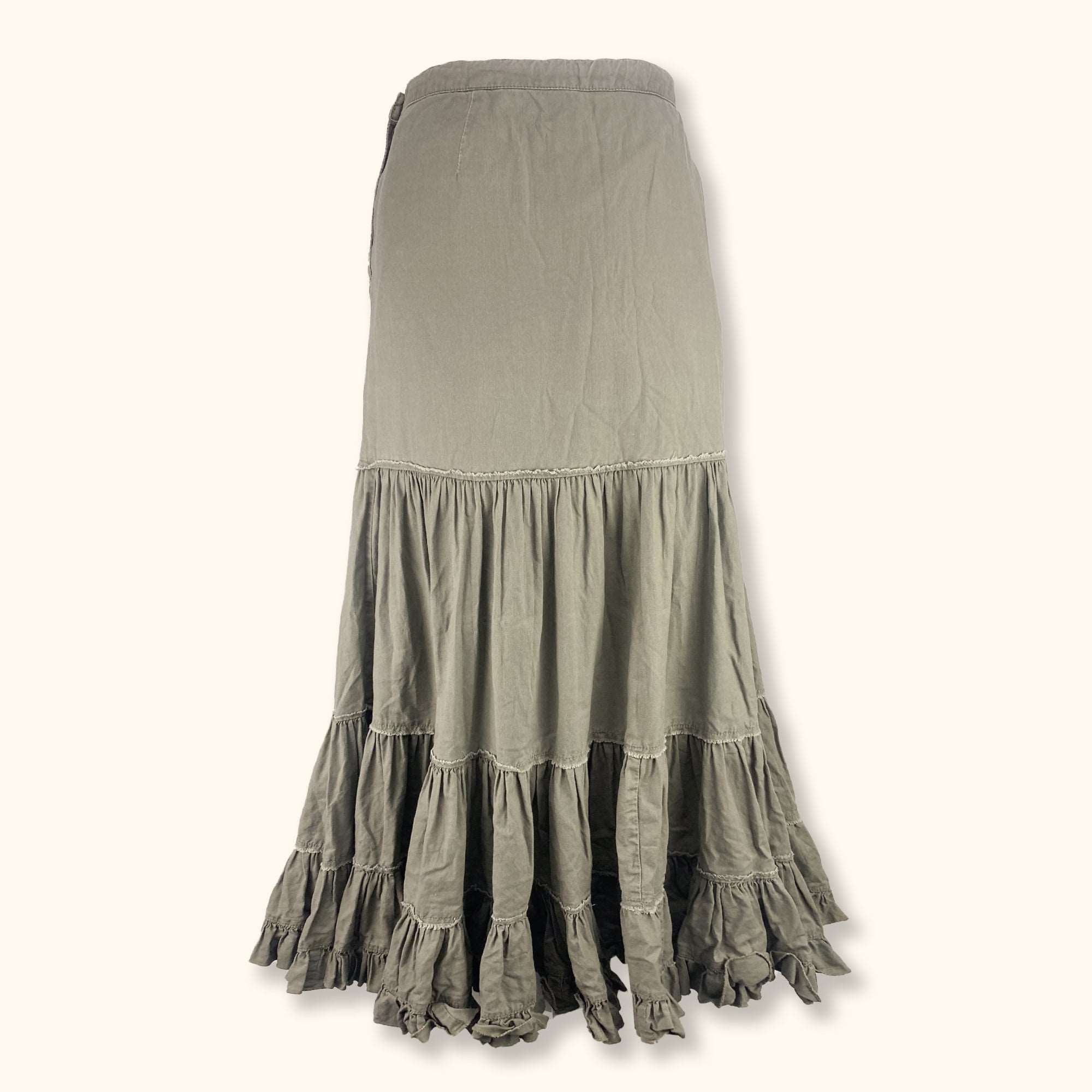 Fat Face Grey Ruffle Midi Skirt - Size 14 - - Skirts