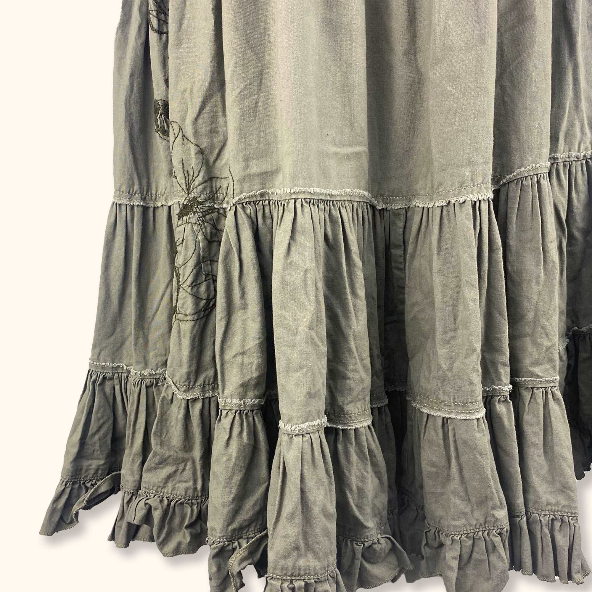 Fat Face Grey Ruffle Midi Skirt - Size 14 - - Skirts